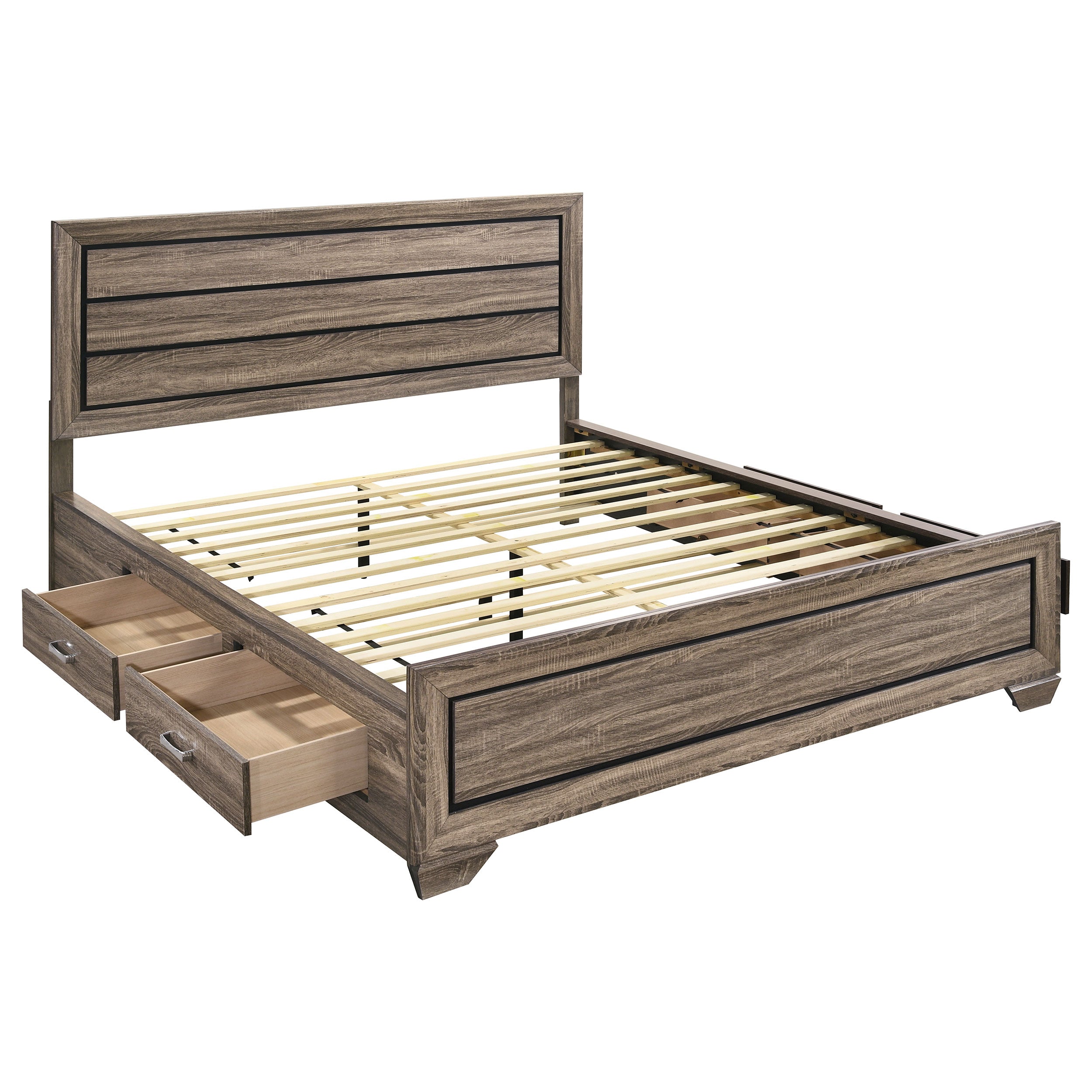 Dar Furniture - Coaster - Kauffman Wood California King Storage Panel Bed Washed Taupe - 204190KW
