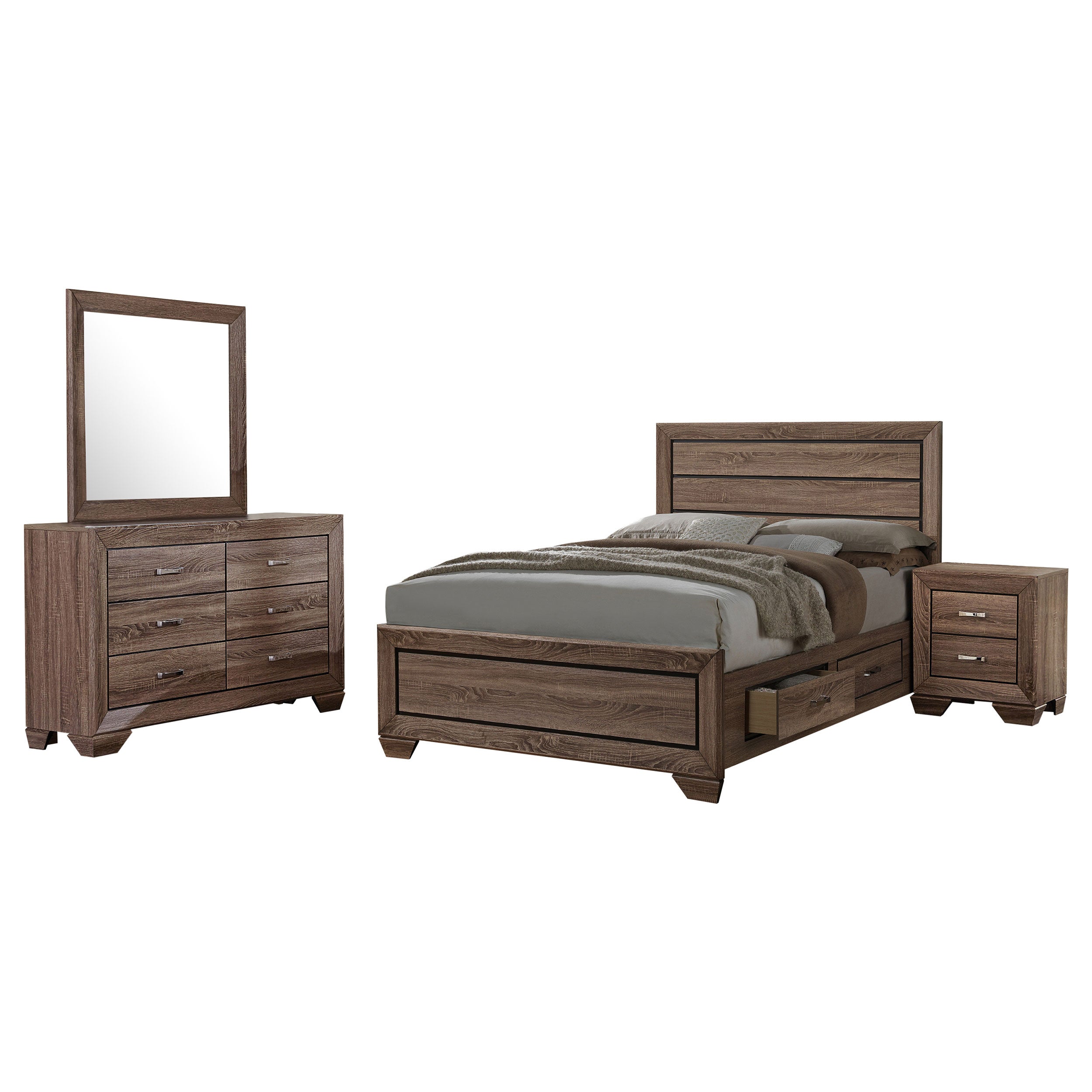 Dar Furniture - Coaster - Kauffman 4-piece Queen Bedroom Set Washed Taupe - 204190Q-S4