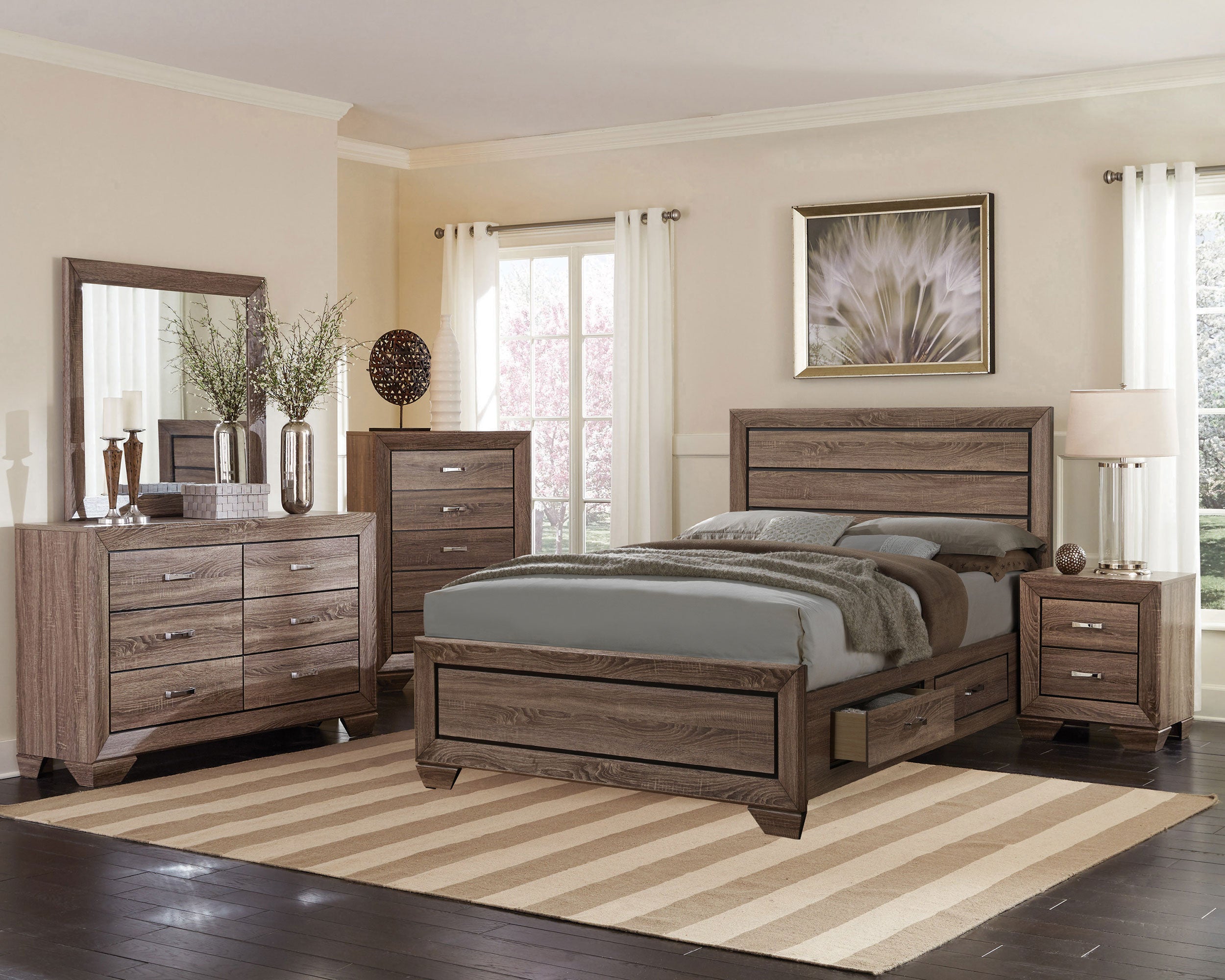 Dar Furniture - Coaster - Kauffman 5-piece Queen Bedroom Set Washed Taupe - 204190Q-S5