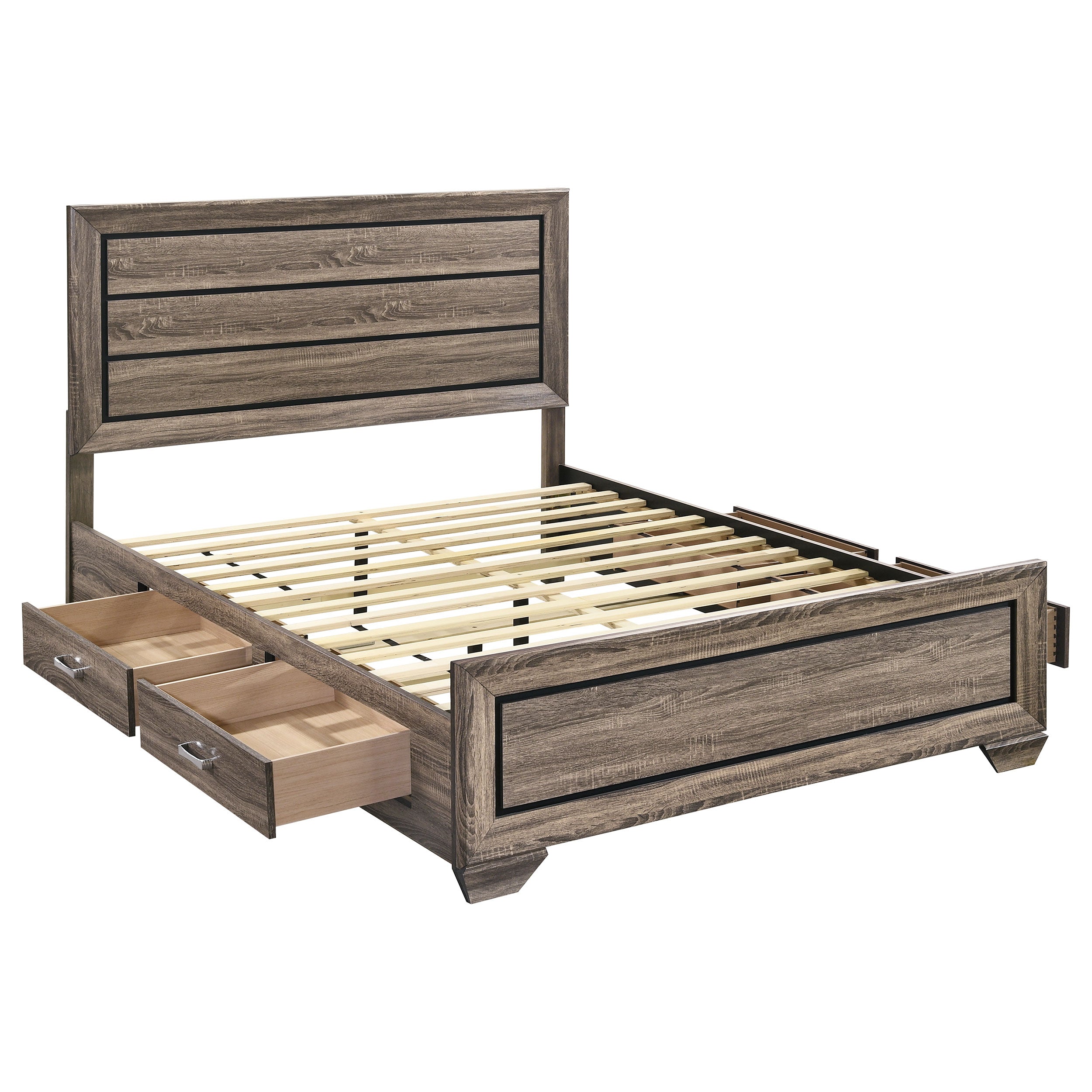 Dar Furniture - Coaster - Kauffman Wood Queen Storage Panel Bed Washed Taupe - 204190Q
