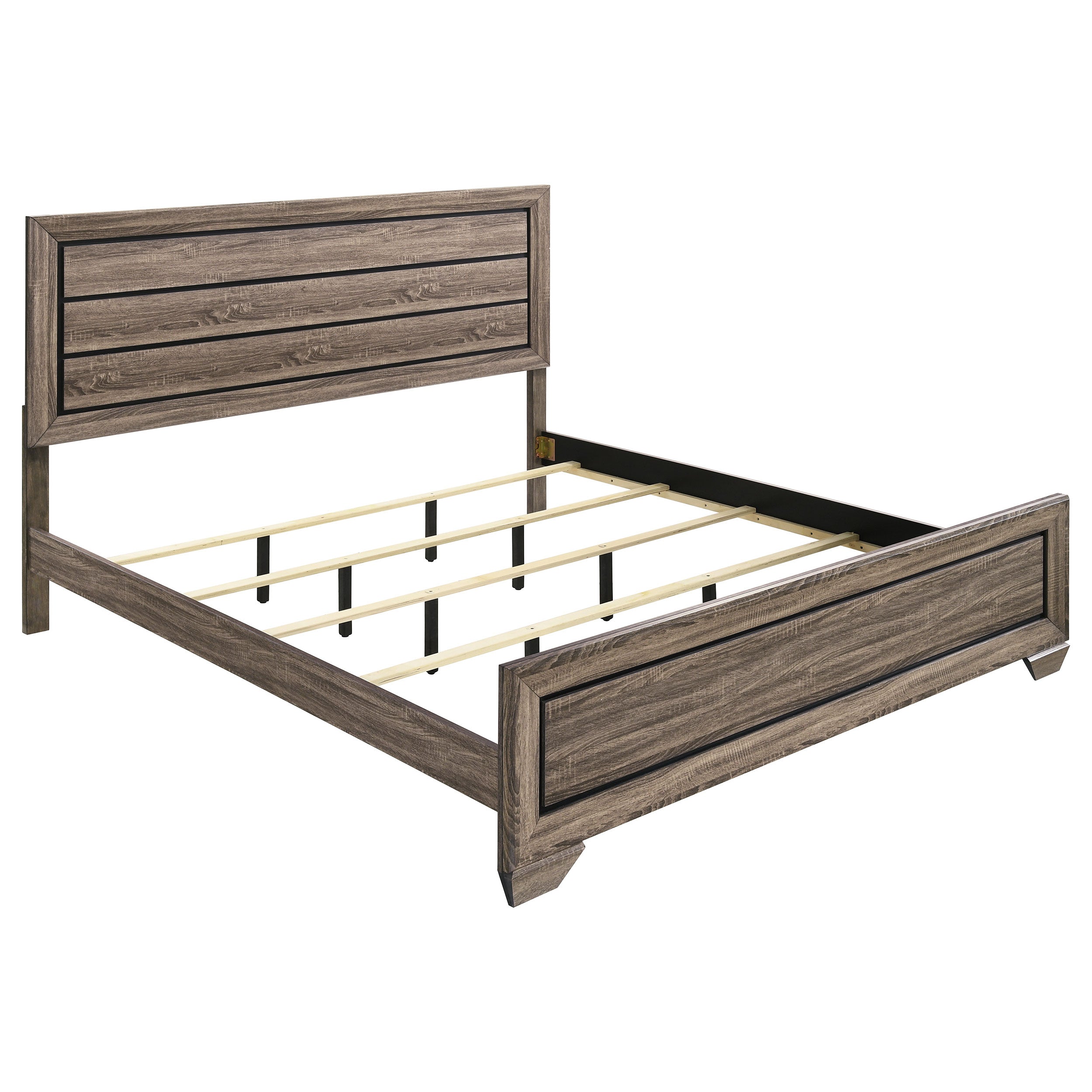 Dar Furniture - Coaster - Kauffman Wood Eastern King Panel Bed Washed Taupe - 204191KE