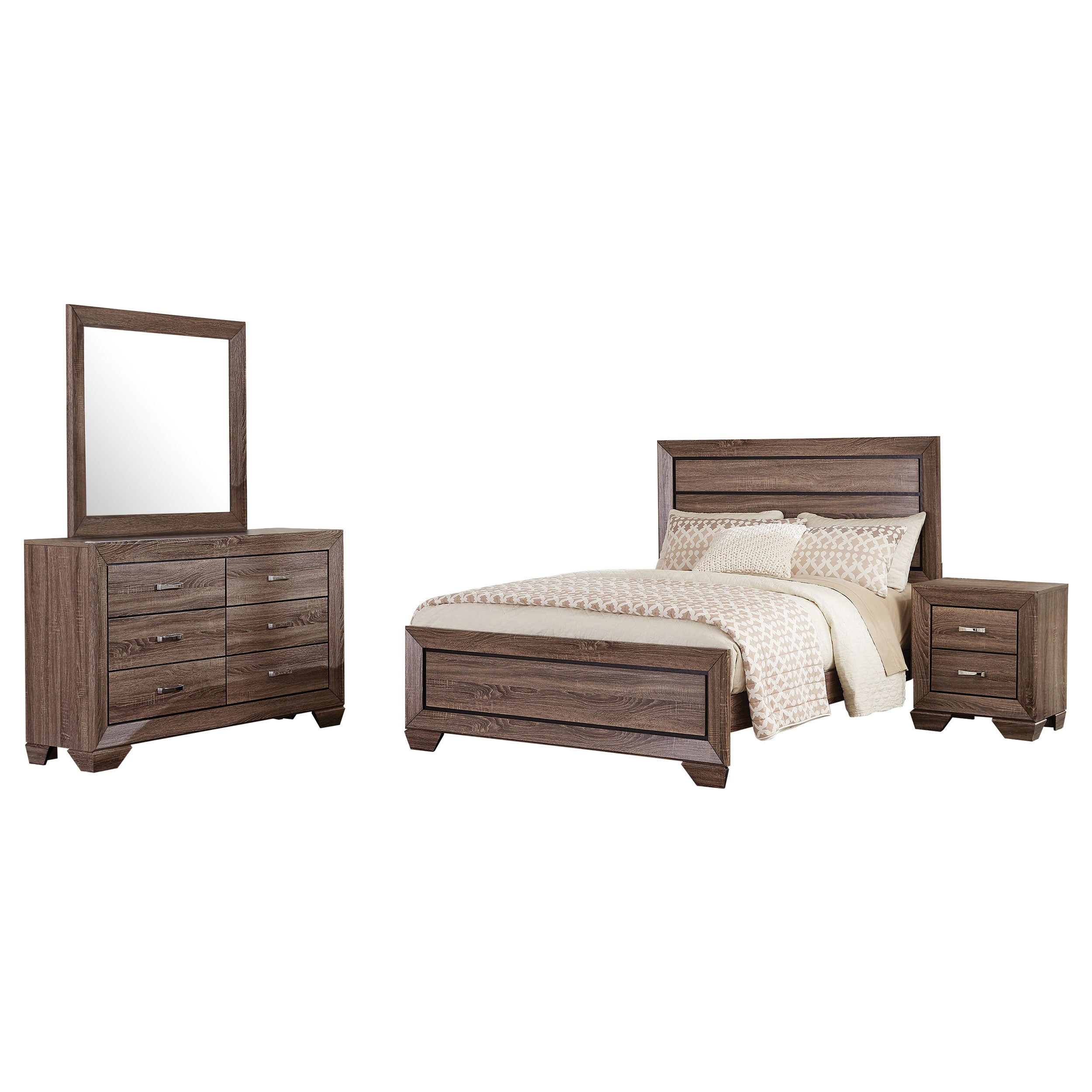 Dar Furniture - Coaster - Kauffman 4-piece California King Bedroom Set Washed Taupe - 204191KW-S4