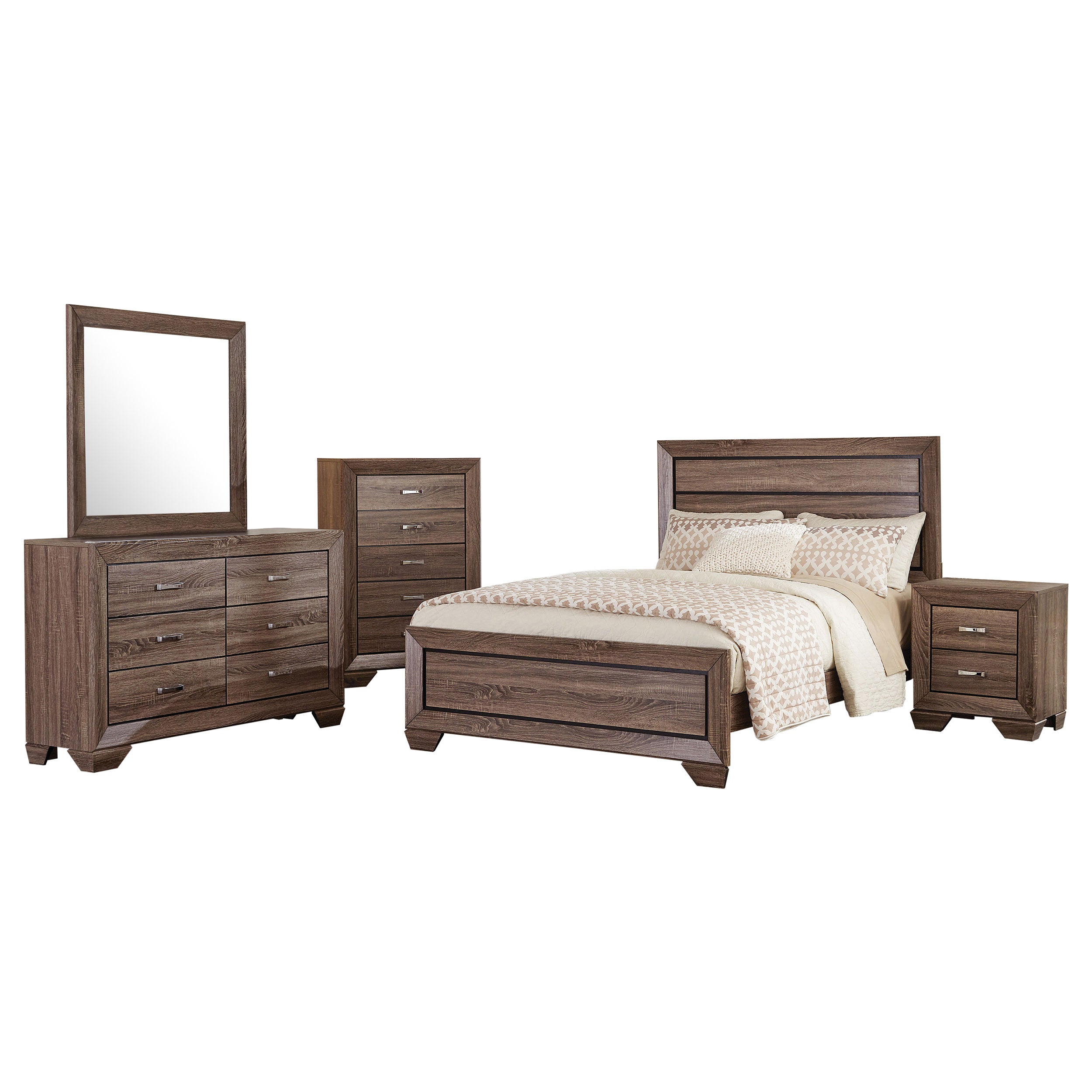 Dar Furniture - Coaster - Kauffman 5-piece California King Bedroom Set Washed Taupe - 204191KW-S5
