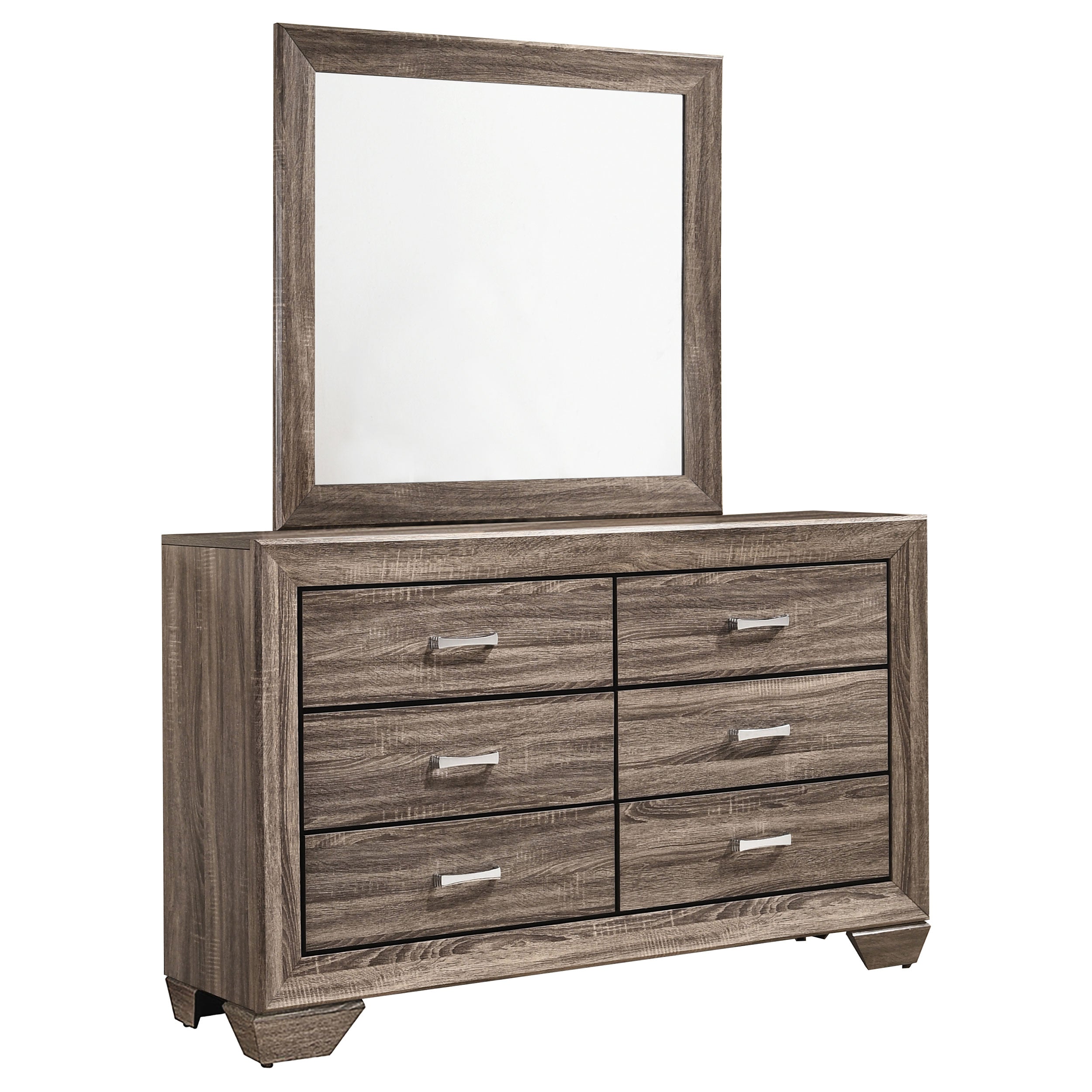 Dar Furniture - Coaster - Kauffman 6-drawer Dresser with Mirror Washed Taupe - 204193M