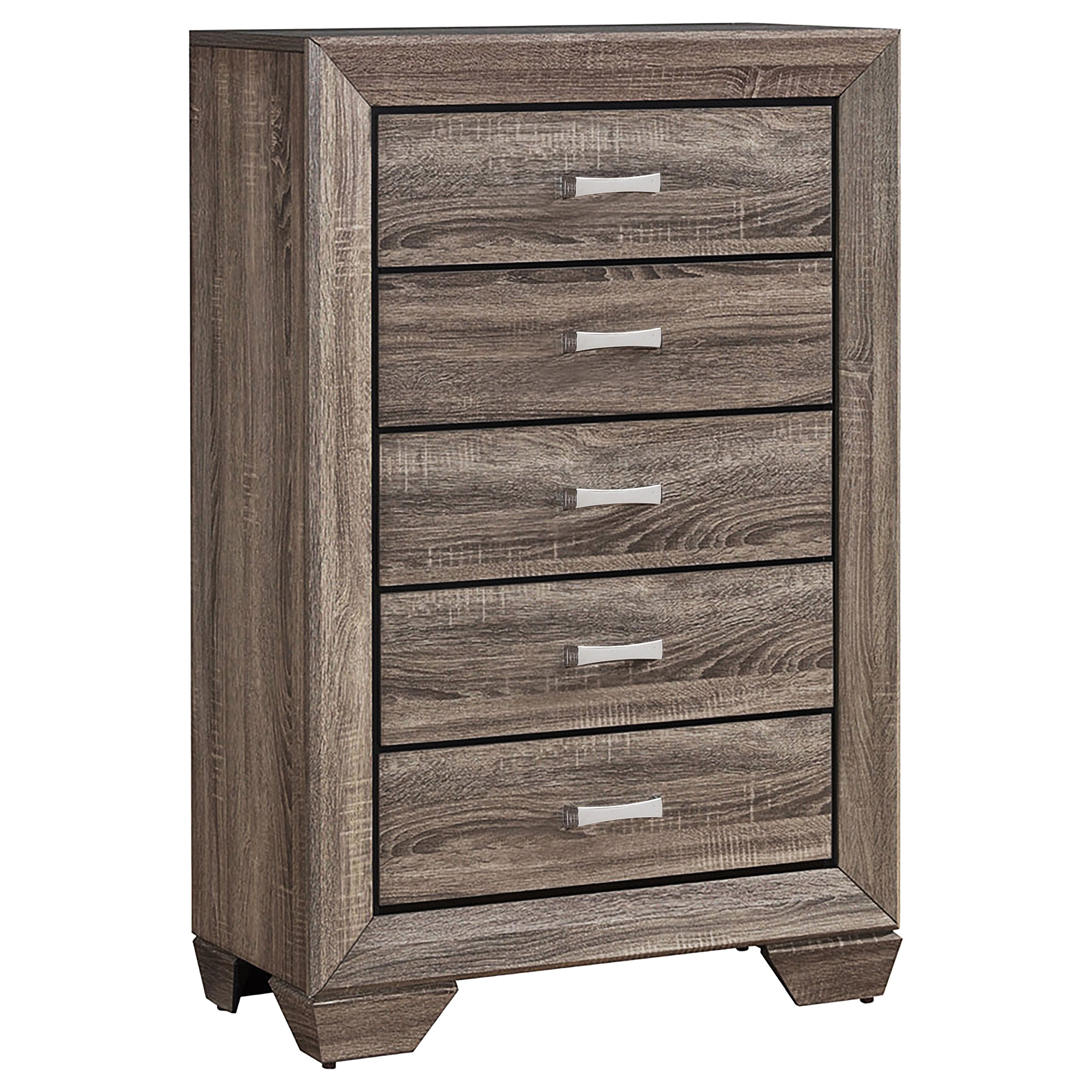 Dar Furniture - Coaster - Kauffman 5-drawer Bedroom Chest Washed Taupe - 204195
