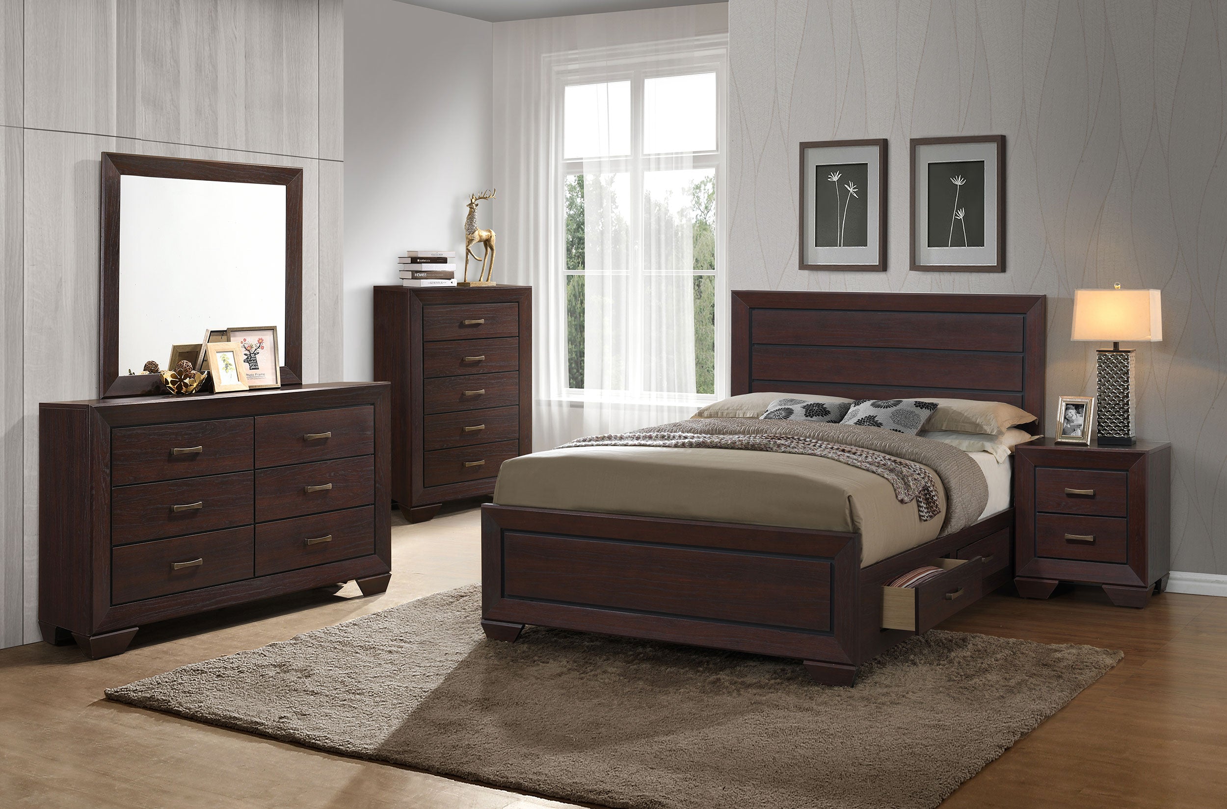 Dar Furniture - Coaster - Kauffman 5-piece Queen Bedroom Set Dark Cocoa - 204390Q-S5