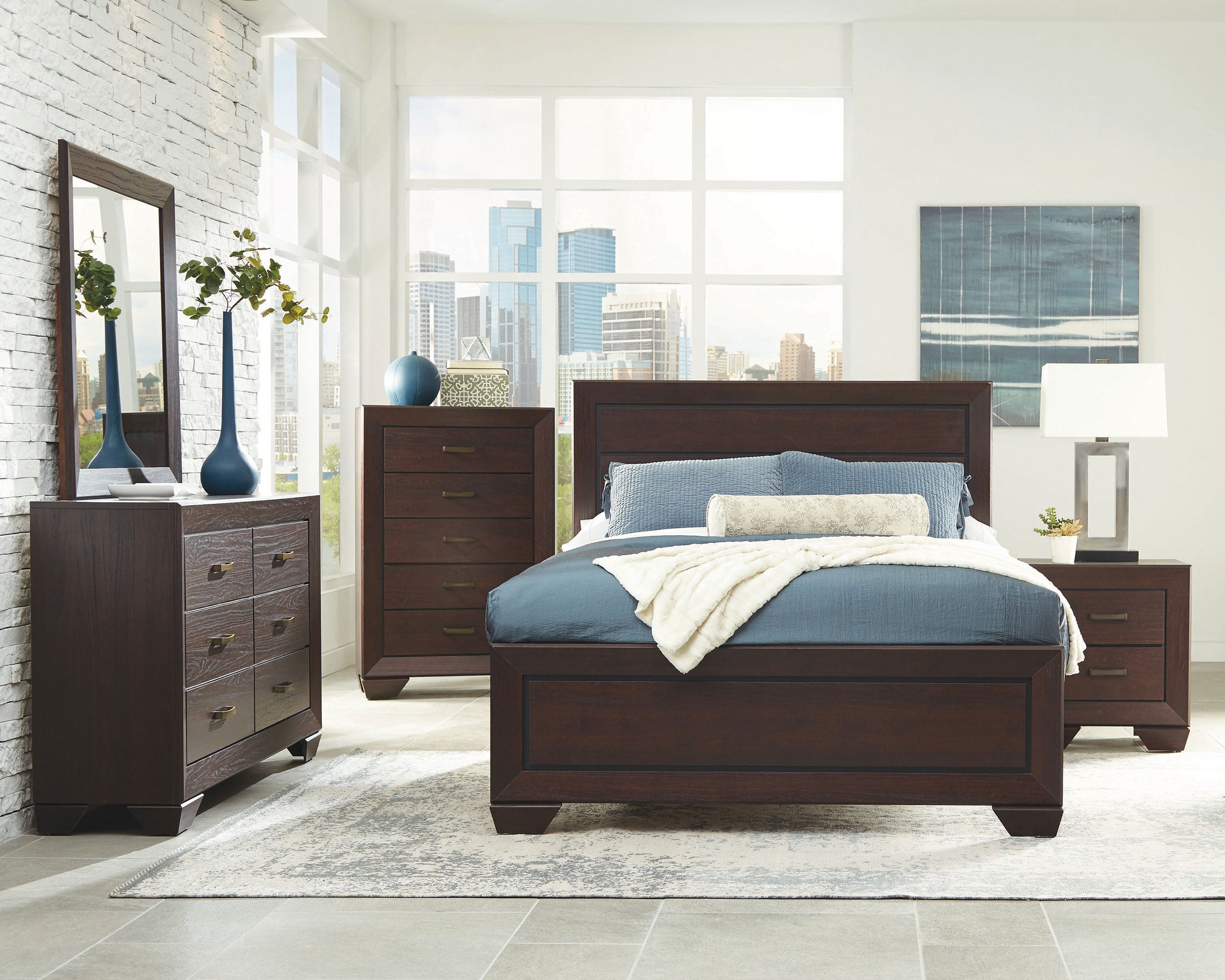 Dar Furniture - Coaster - Kauffman 5-piece Eastern King Bedroom Set Dark Cocoa - 204391KE-S5