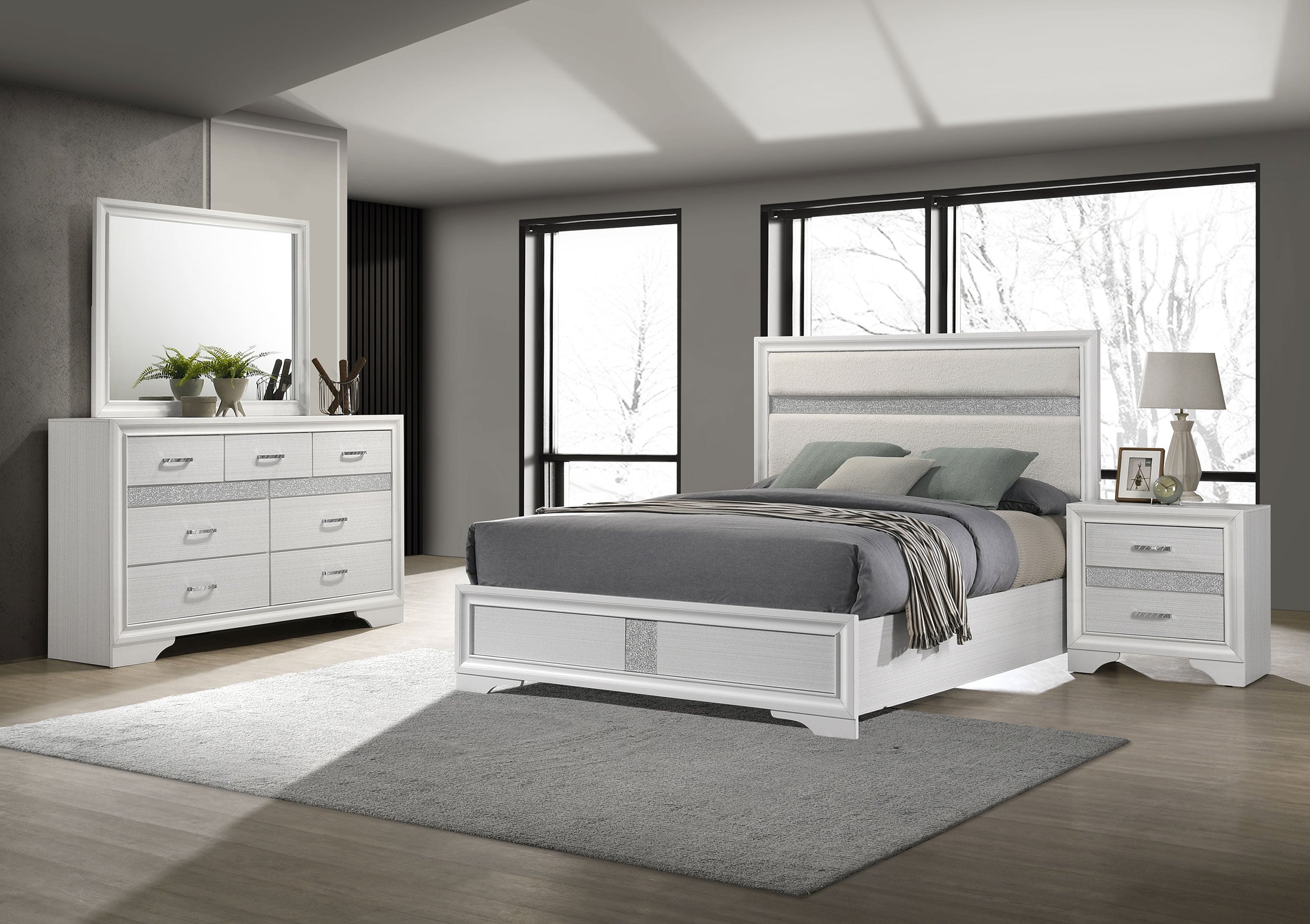 Dar Furniture - Coaster - Miranda 4-piece Eastern King Bedroom Set White - 205110KE-S4