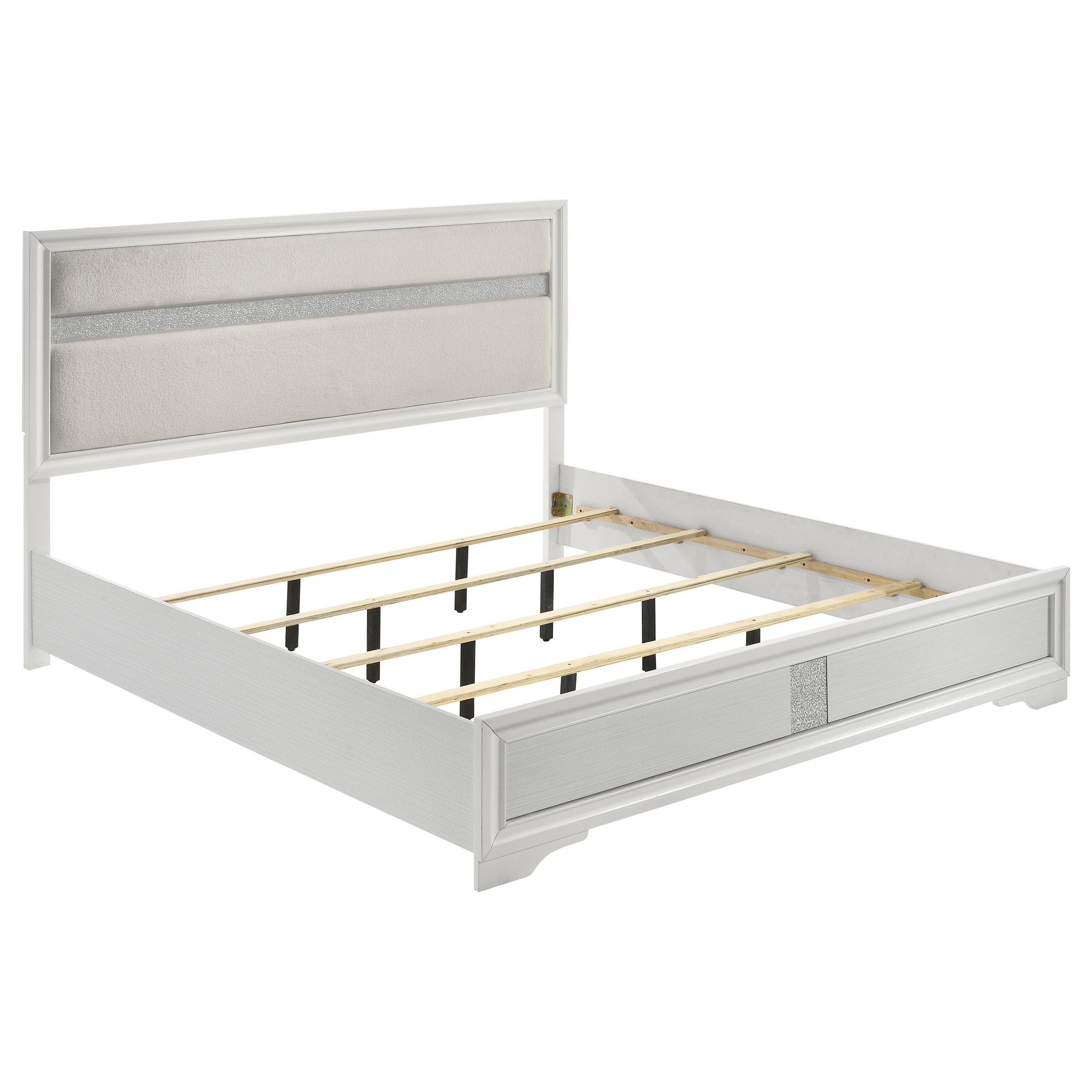 Dar Furniture - Coaster - Miranda 54-inch Upholstered Eastern King Panel Bed White - 205110KE