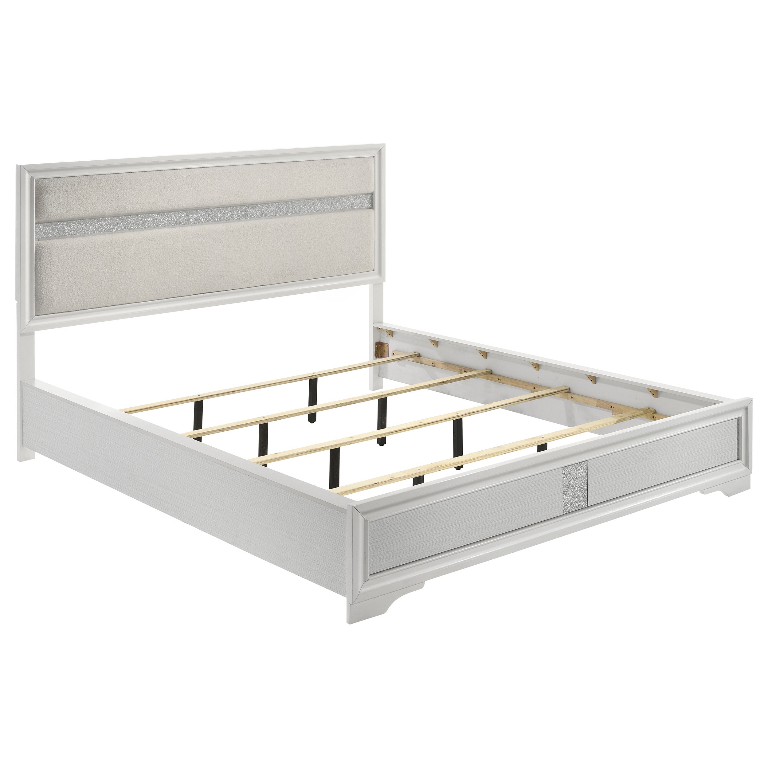 Dar Furniture - Coaster - Miranda 54-inch Upholstered California King Panel Bed White - 205110KW