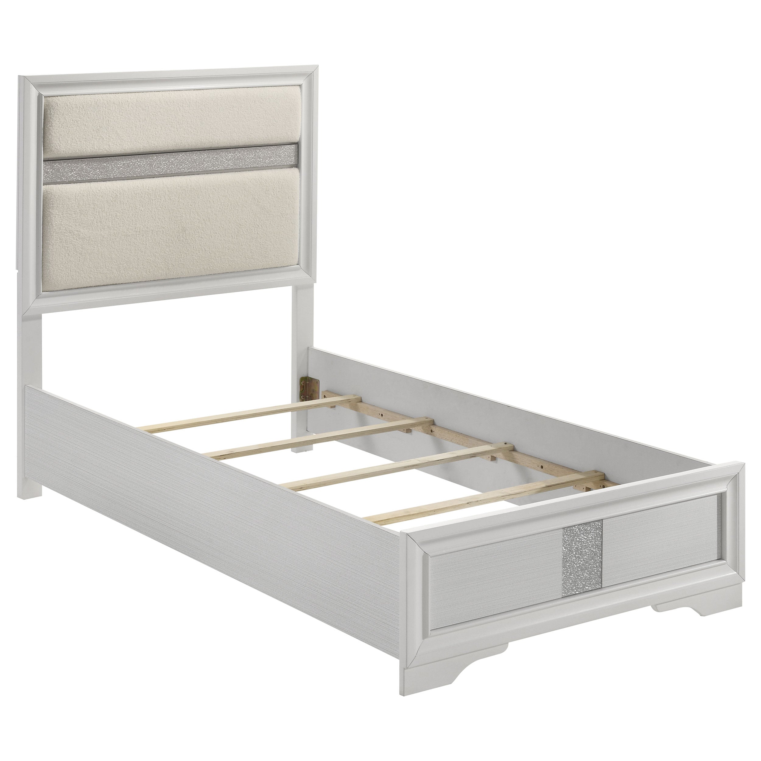 Dar Furniture - Coaster - Miranda 54-inch Upholstered Twin Panel Bed White - 205110T