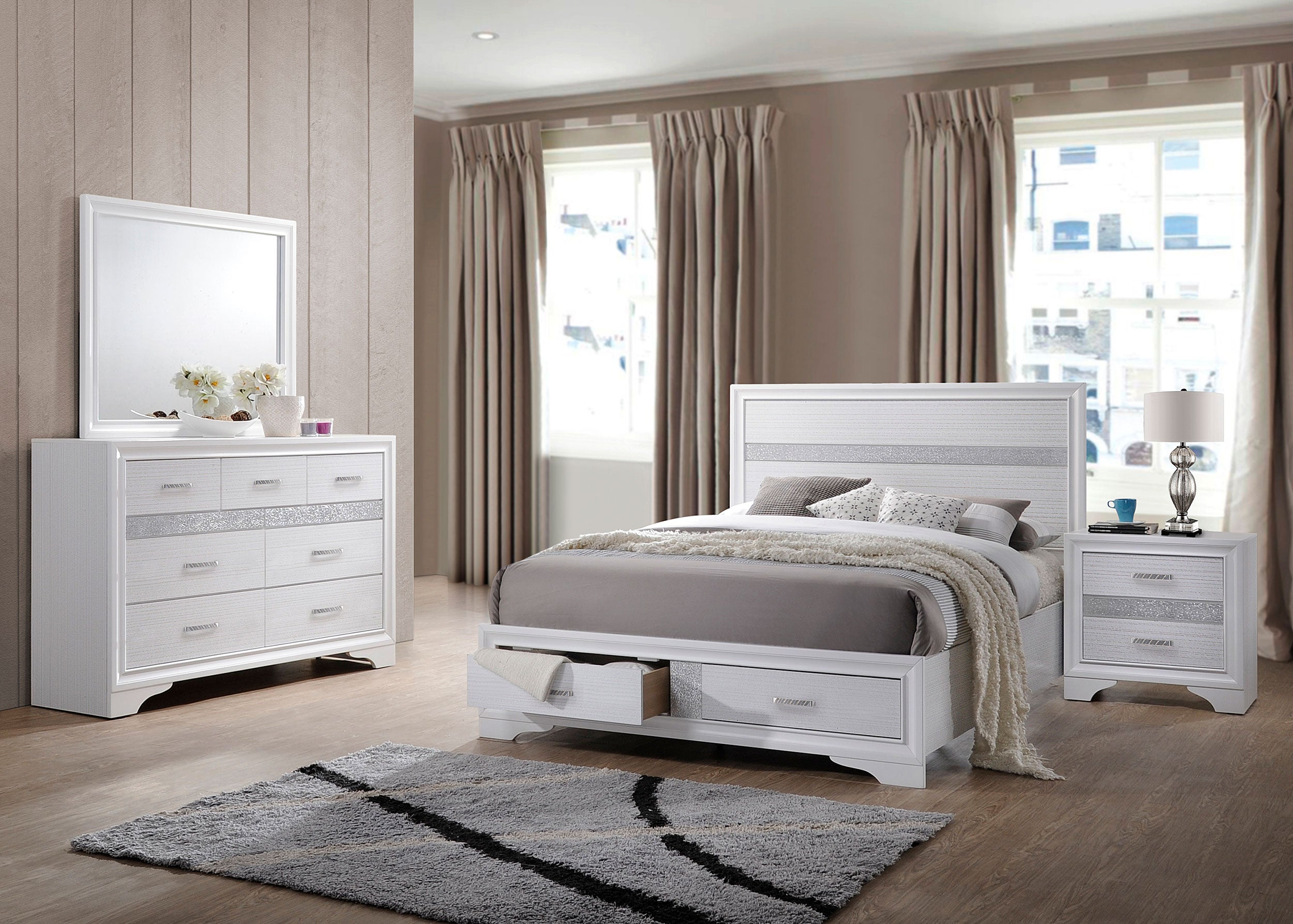 Dar Furniture - Coaster - Miranda 4-piece Eastern King Bedroom Set White - 205111KE-S4