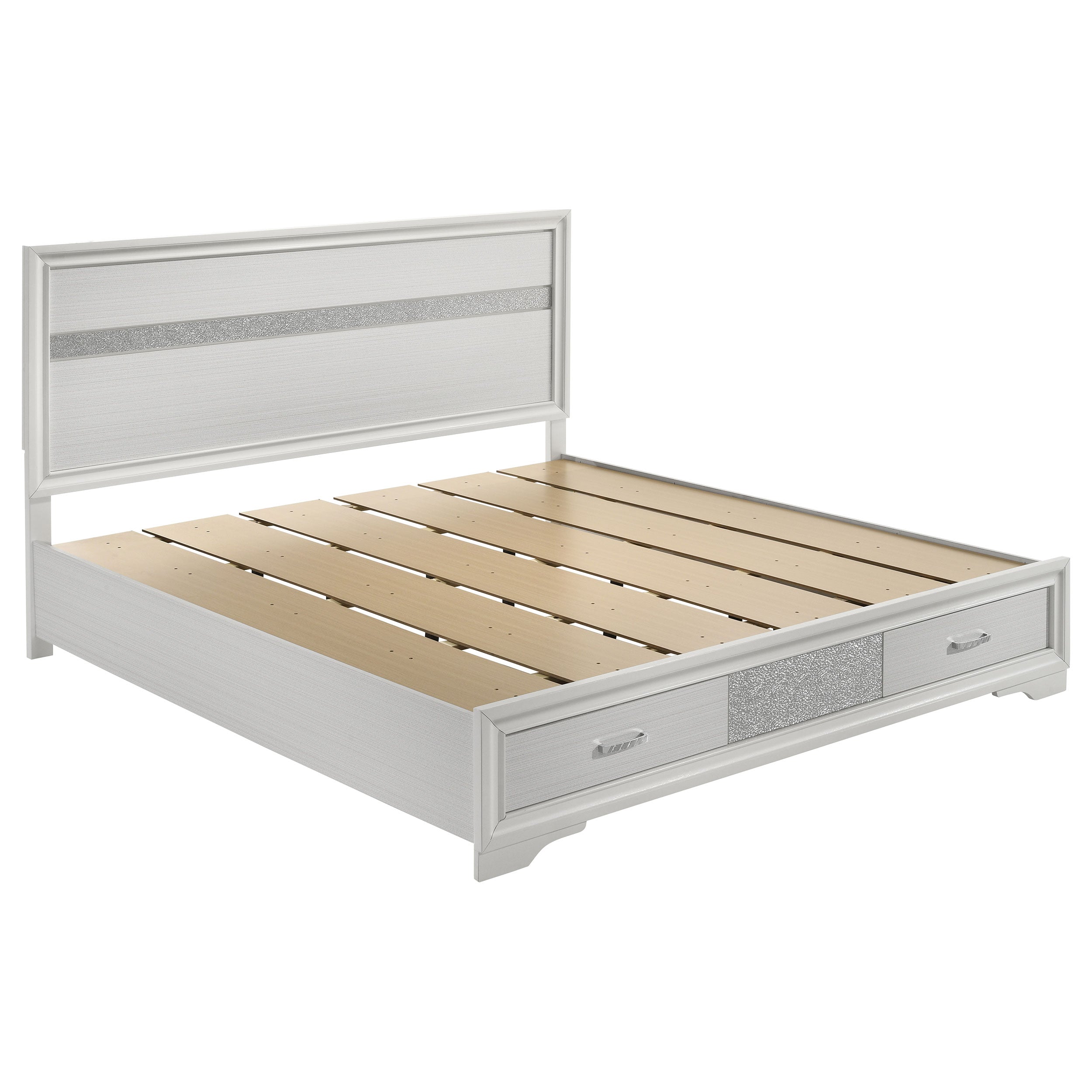 Dar Furniture - Coaster - Miranda 51-inch Wood Eastern King Storage Panel Bed White - 205111KE