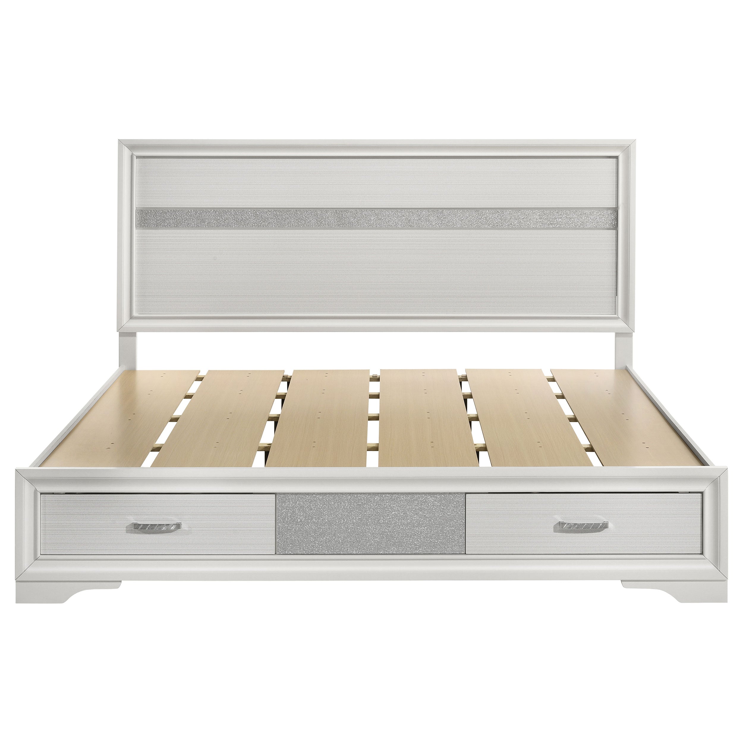 Miranda 51-inch Wood Eastern King Storage Panel Bed White