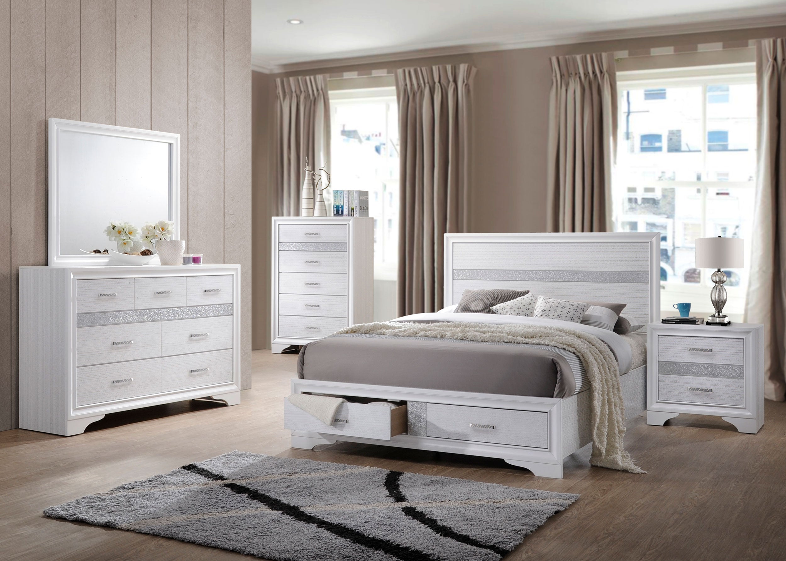 Dar Furniture - Coaster - Miranda 5-piece California King Bedroom Set White - 205111KW-S5
