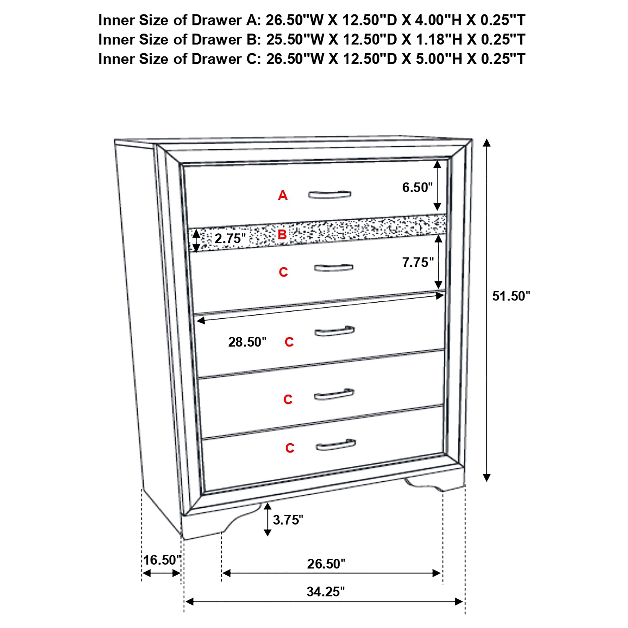 Miranda 6-drawer Bedroom Chest White