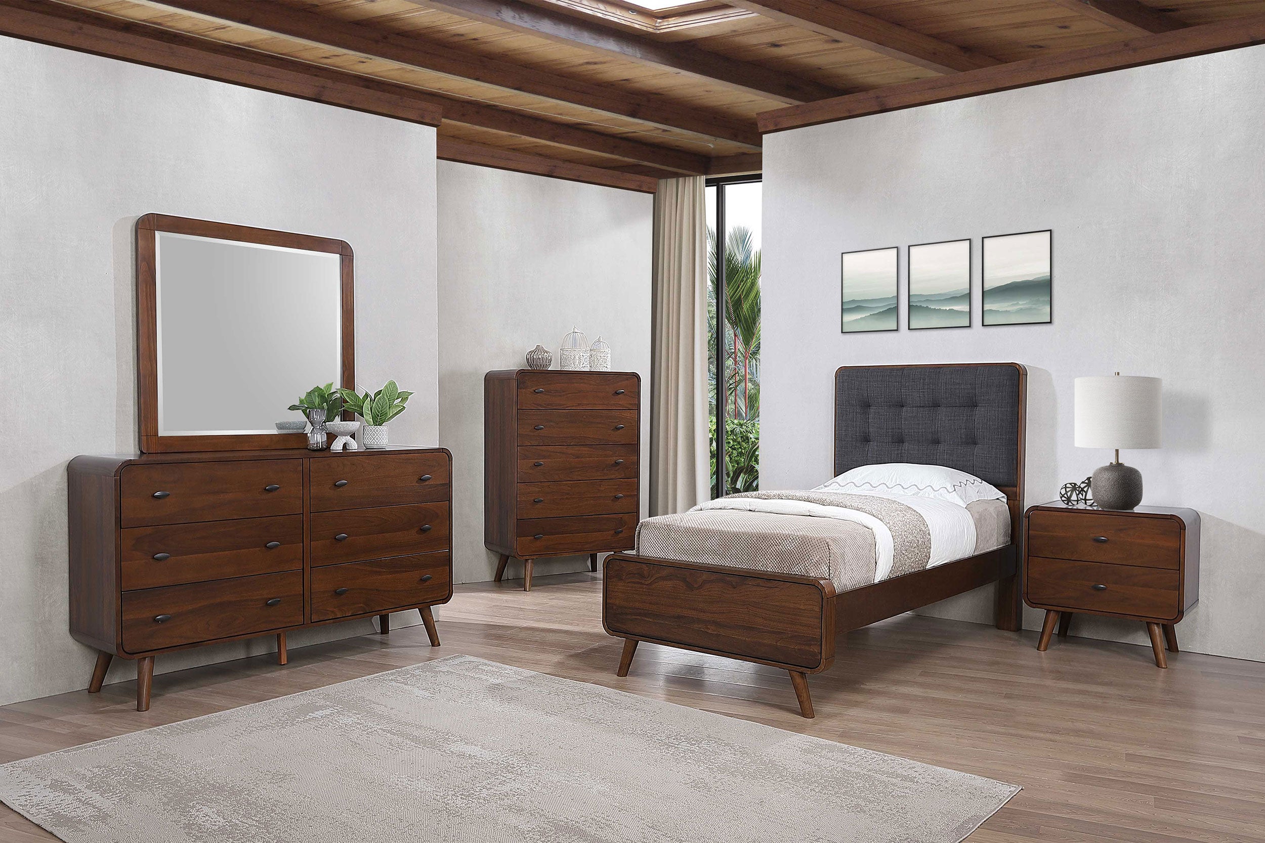 Dar Furniture - Coaster - Robyn 5-piece Twin Bedroom Set Dark Walnut - 205131T-S5