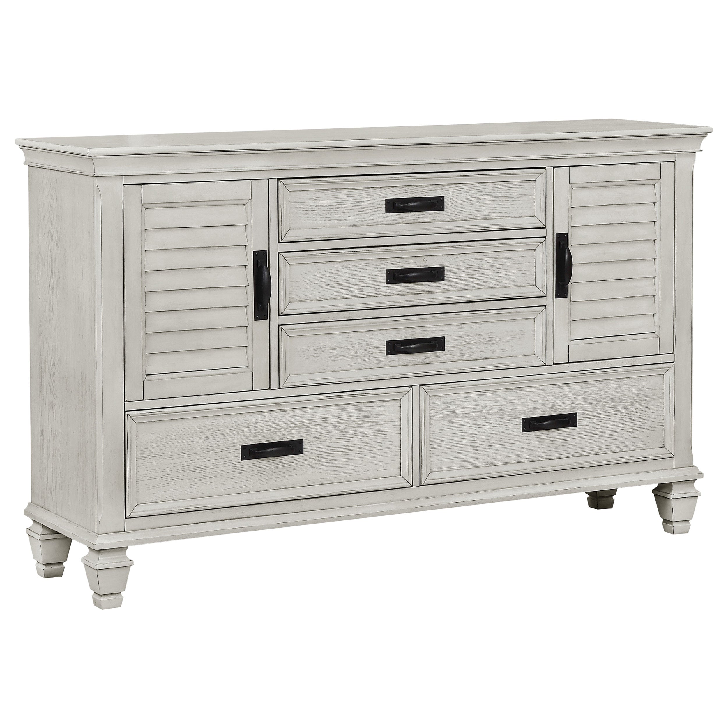 Franco 5-piece Queen Bedroom Set Distressed White