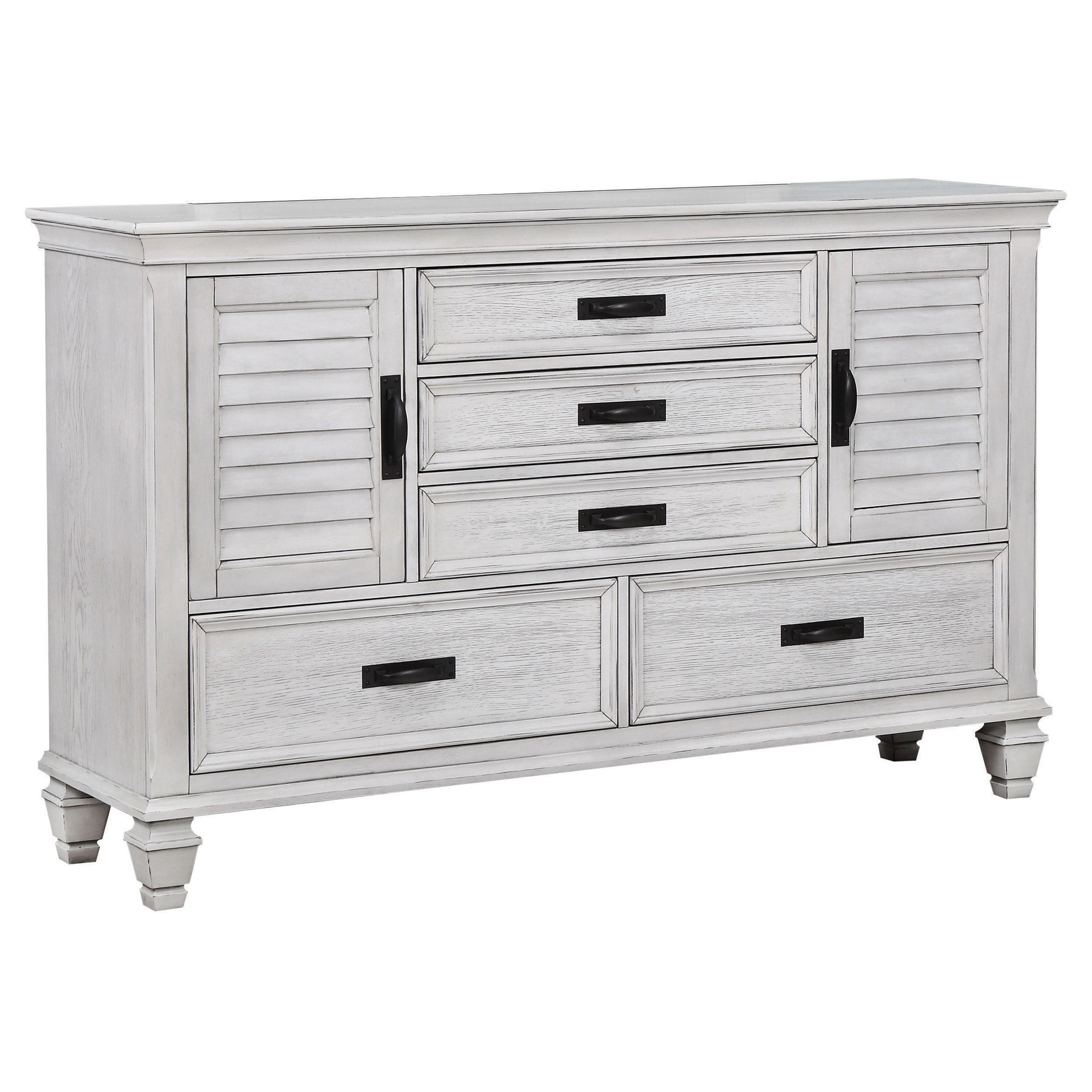 Dar Furniture - Coaster - Franco 5-drawer Dresser Distressed White - 205333