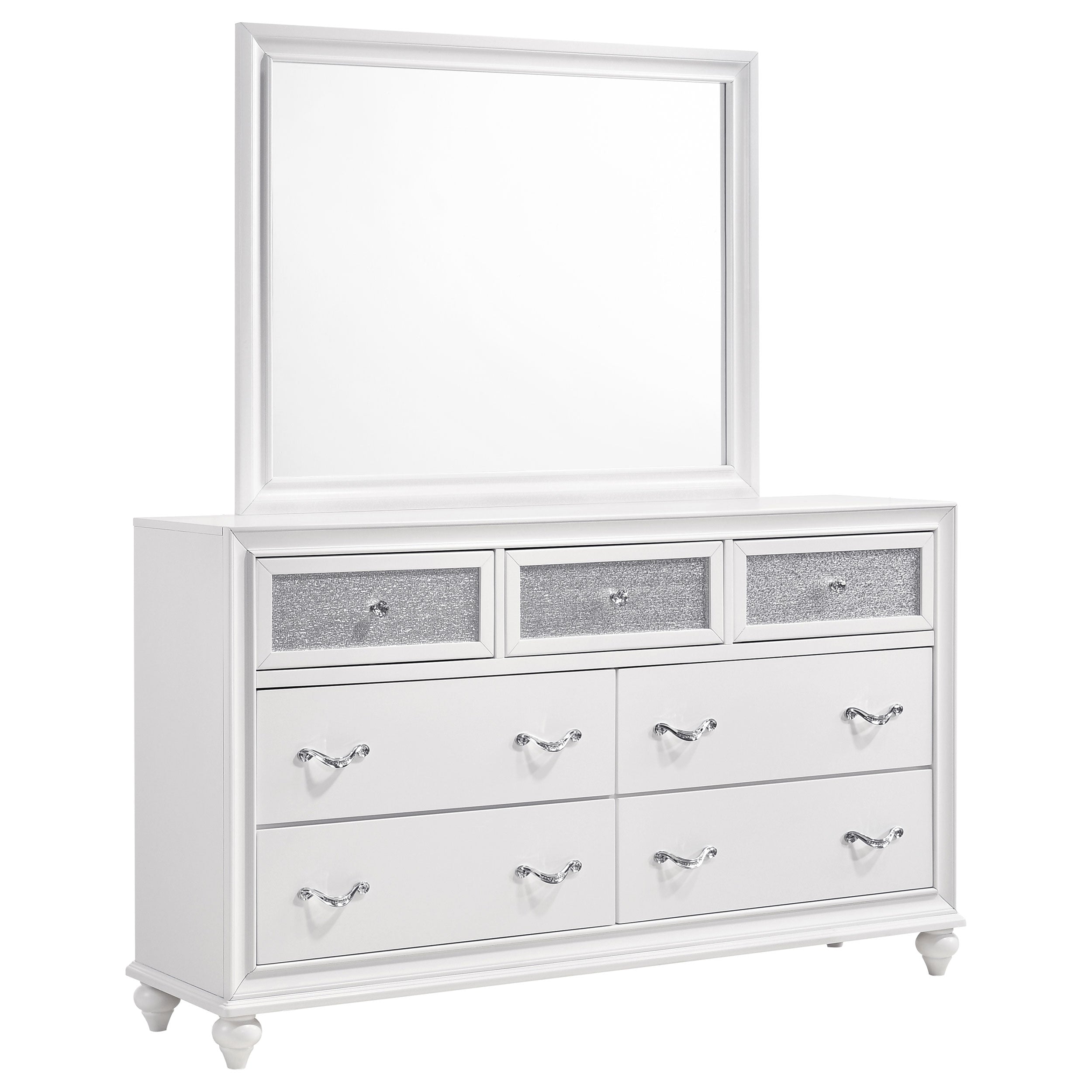 Dar Furniture - Coaster - Barzini 7-drawer Dresser with Mirror White - 205893M