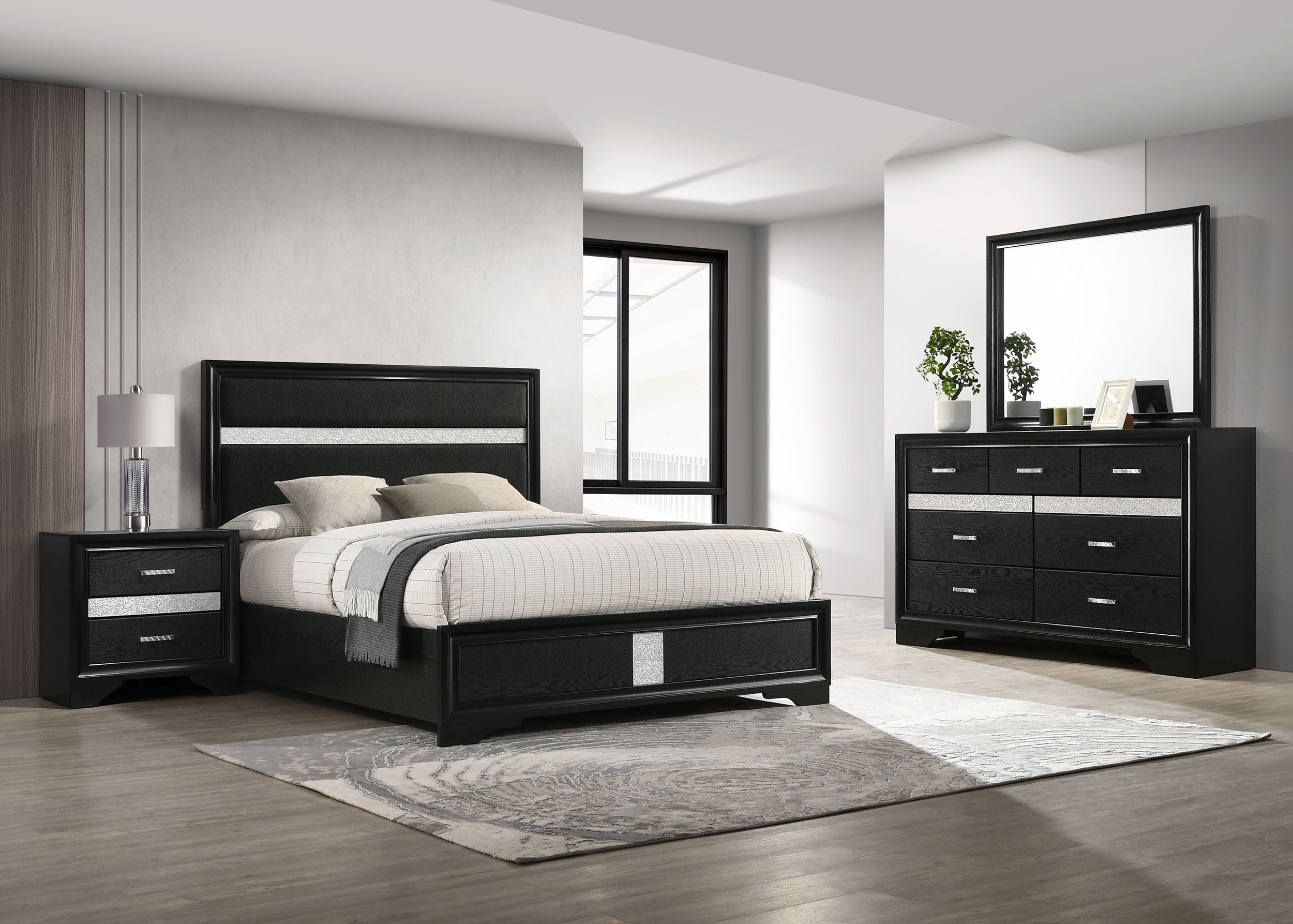 Dar Furniture - Coaster - Miranda 4-piece Eastern King Bedroom Set Black - 206360KE-S4