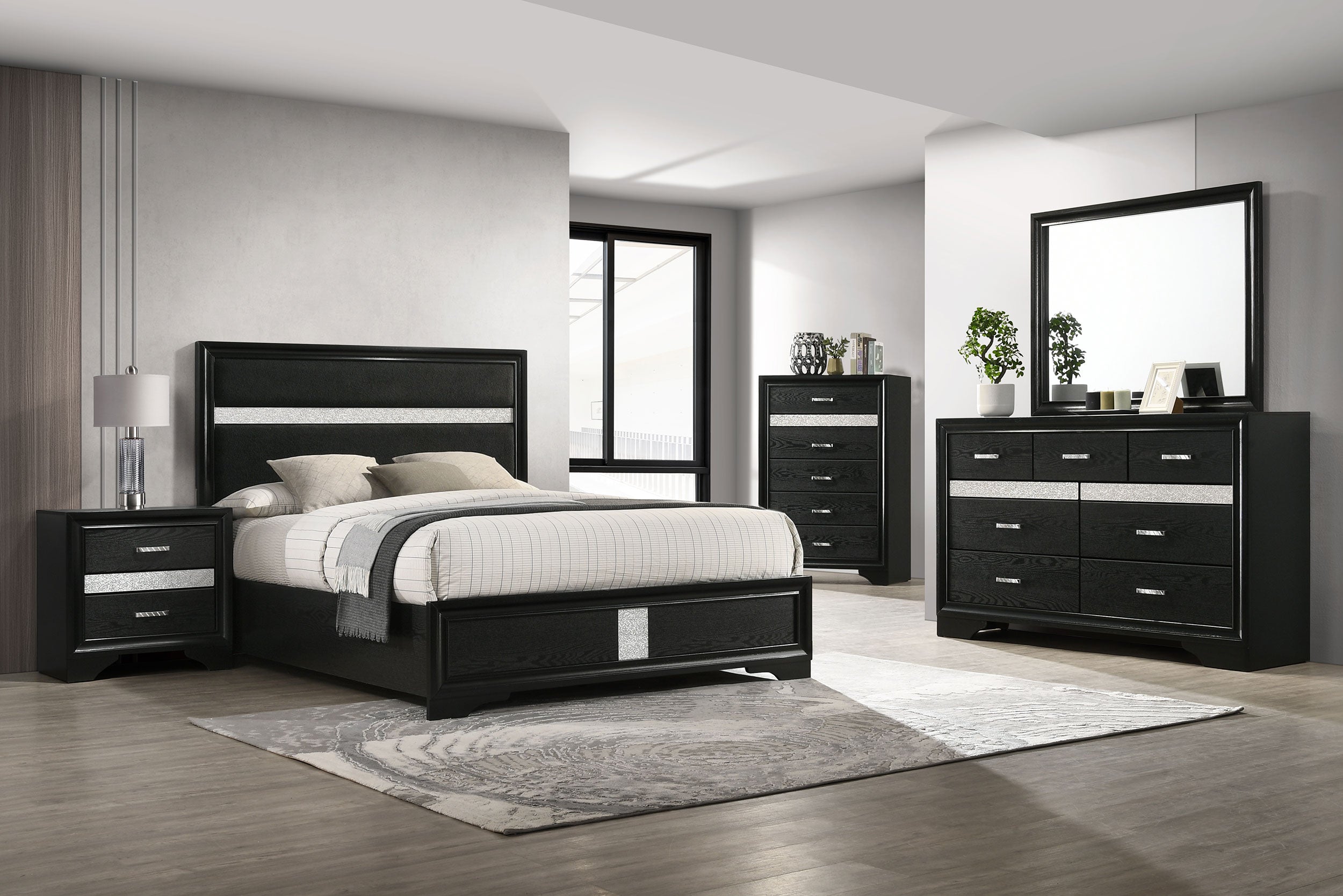 Dar Furniture - Coaster - Miranda 5-piece Eastern King Bedroom Set Black - 206360KE-S5