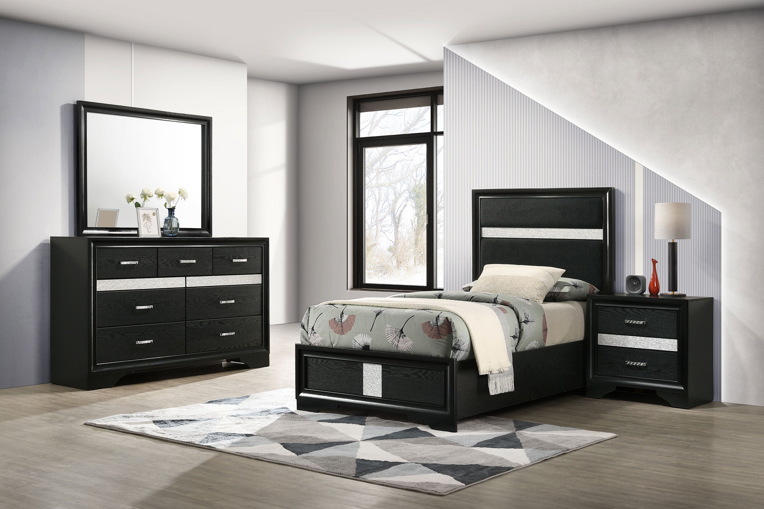 Dar Furniture - Coaster - Miranda 4-piece Twin Bedroom Set Black - 206360T-S4
