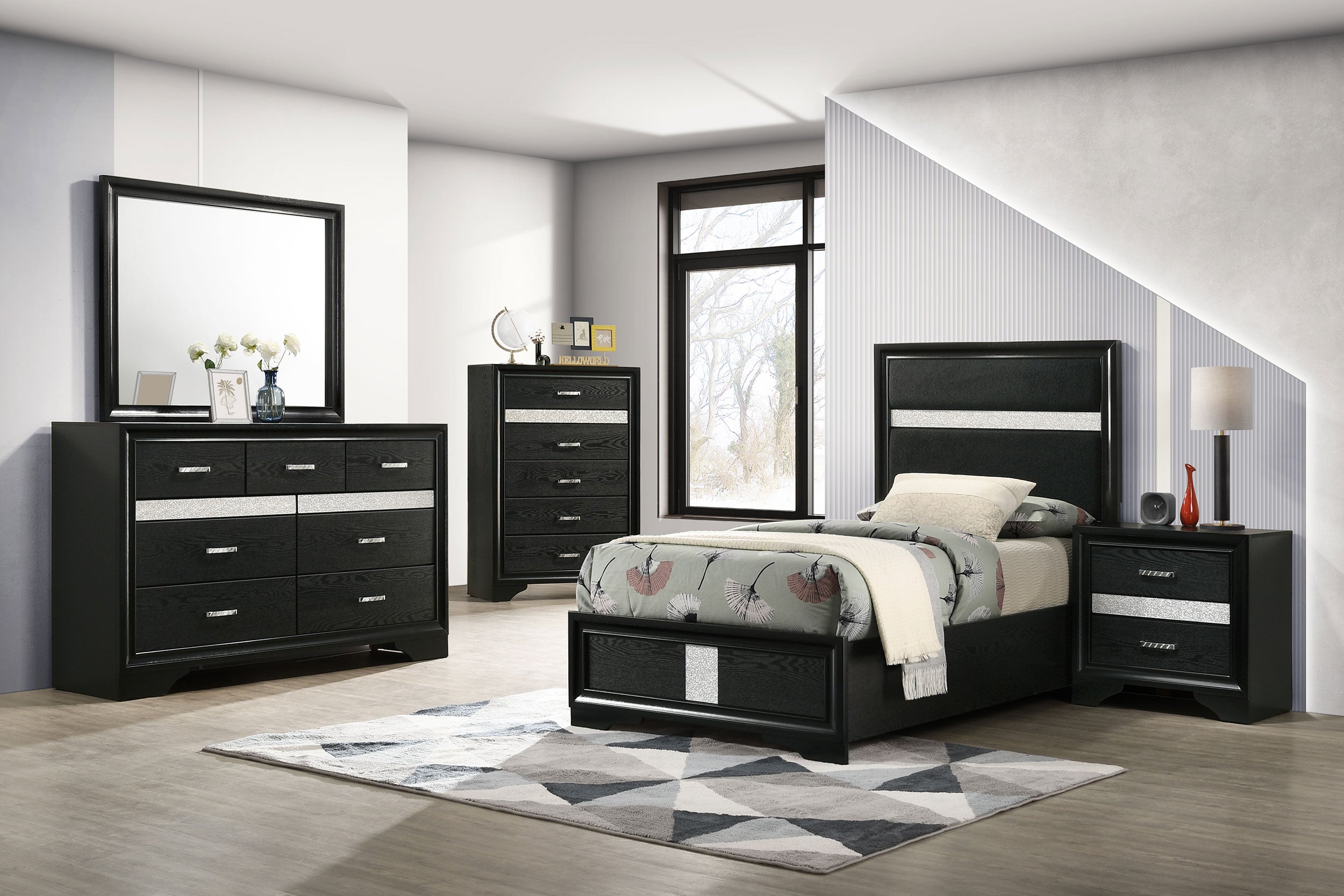 Dar Furniture - Coaster - Miranda 5-piece Twin Bedroom Set Black - 206360T-S5