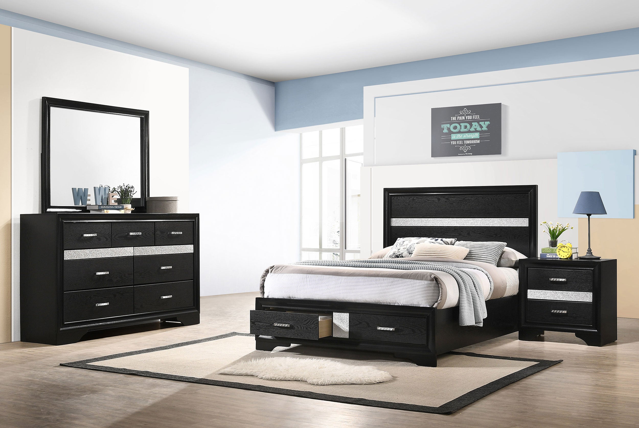 Dar Furniture - Coaster - Miranda 4-piece Full Bedroom Set Black - 206361F-S4