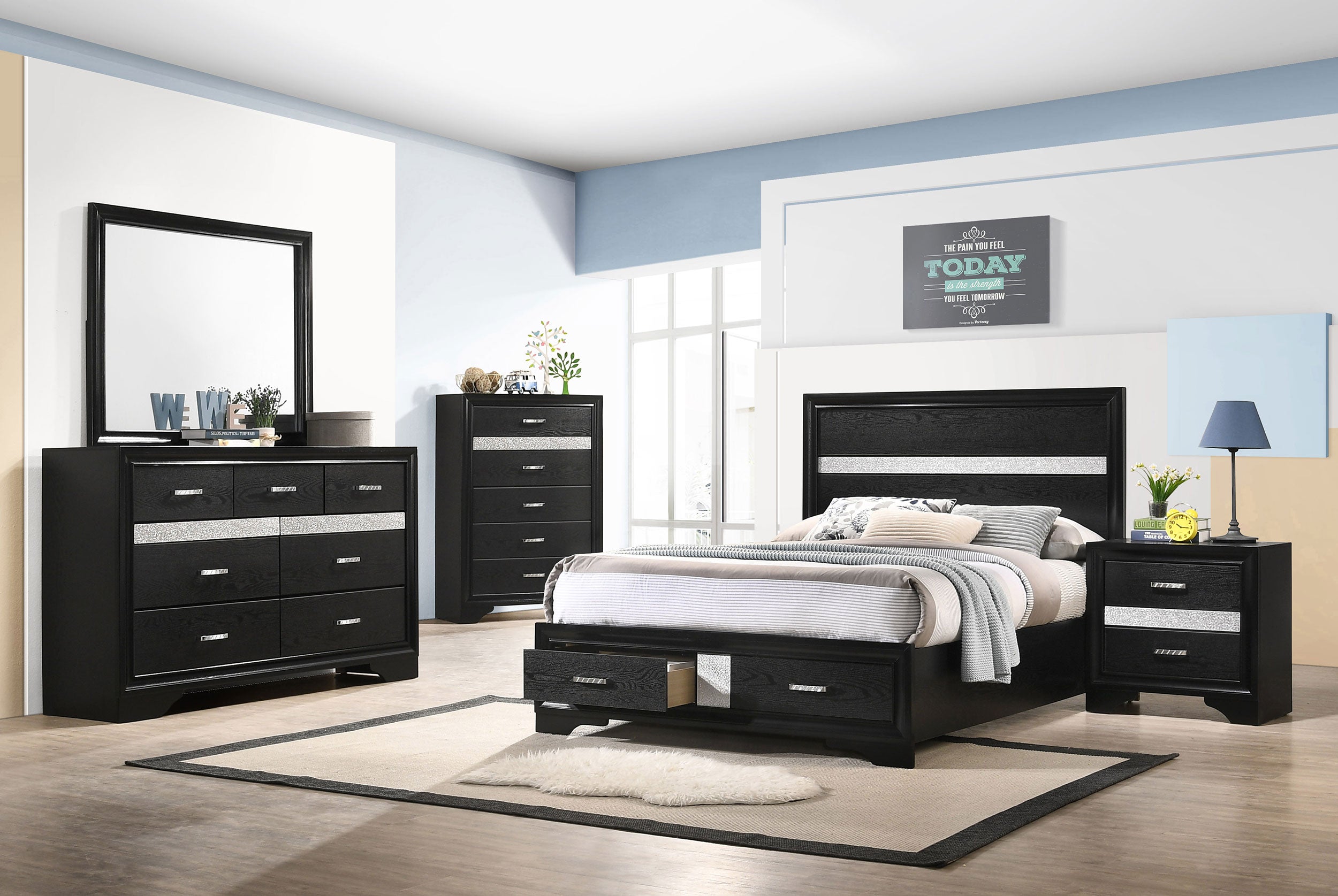 Dar Furniture - Coaster - Miranda 5-piece Full Bedroom Set Black - 206361F-S5