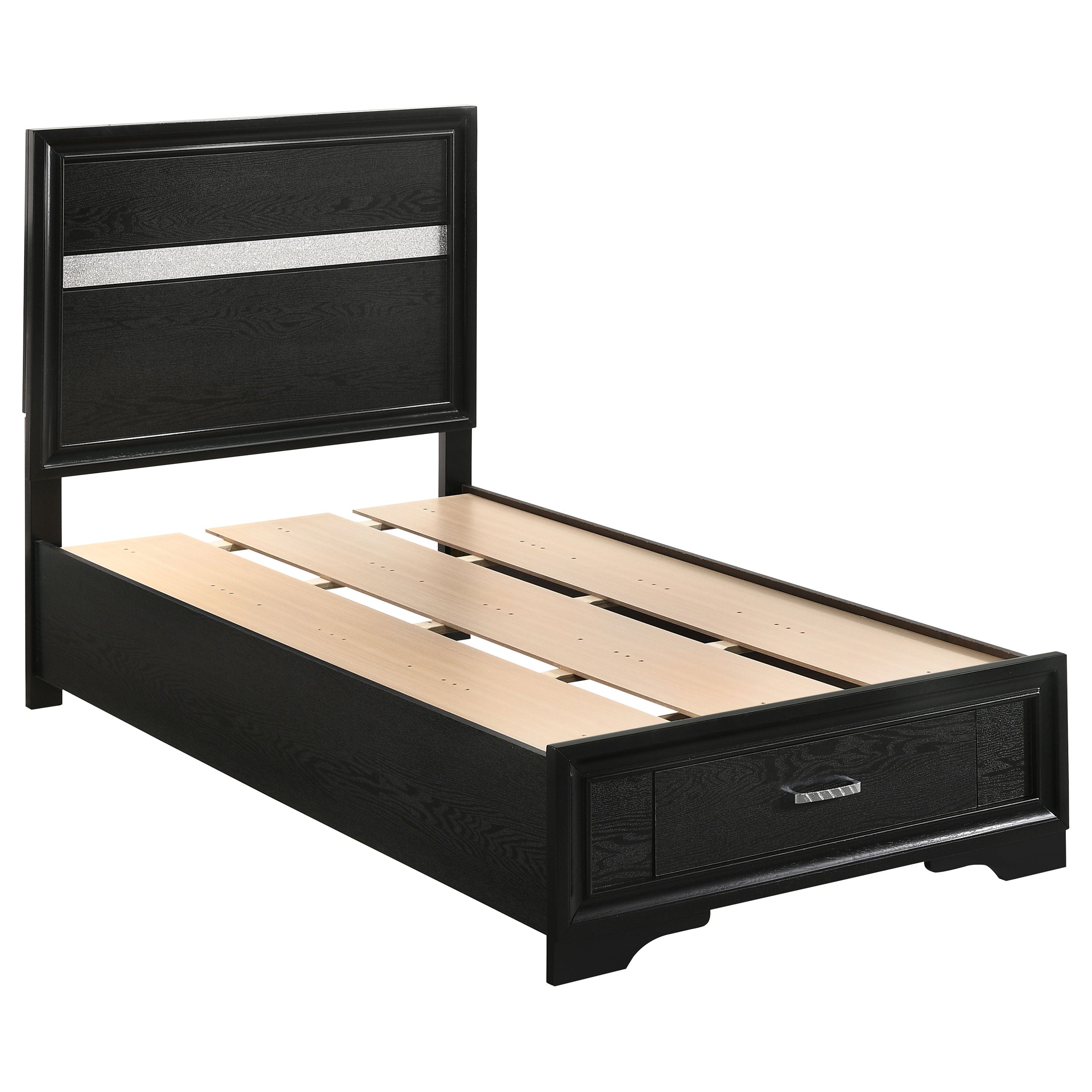 Dar Furniture - Coaster - Miranda 51-inch Wood Twin Storage Panel Bed Black - 206361T
