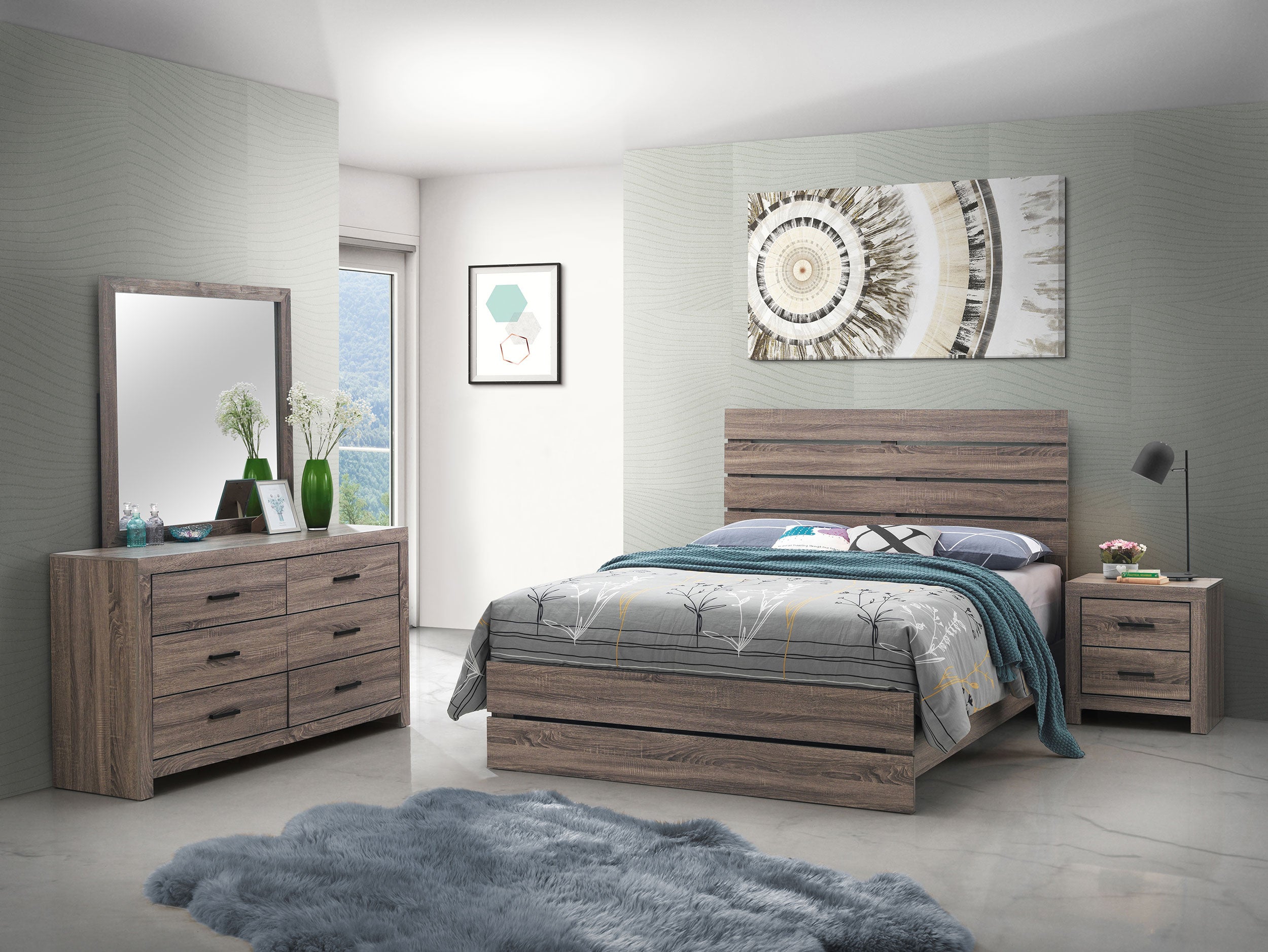 Dar Furniture - Coaster - Brantford 4-piece Eastern King Bedroom Set Barrel Oak - 207041KE-S4