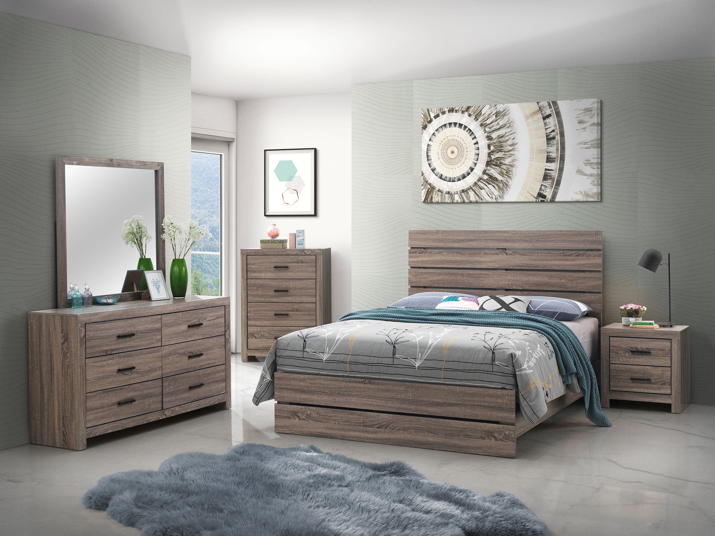 Dar Furniture - Coaster - Brantford 5-piece Queen Bedroom Set Barrel Oak - 207041Q-S5