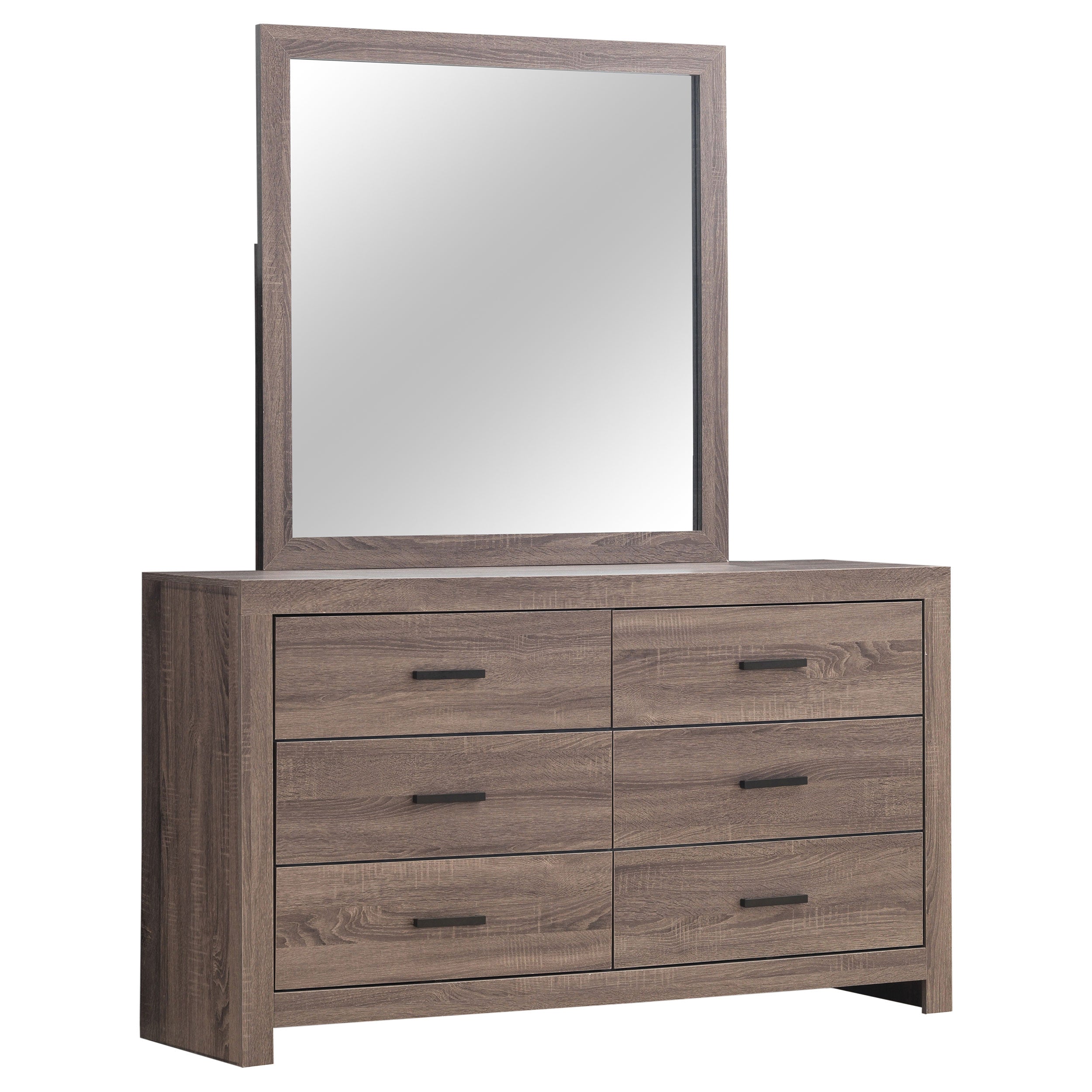 Dar Furniture - Coaster - Brantford 6-drawer Dresser with Mirror Barrel Oak - 207043M