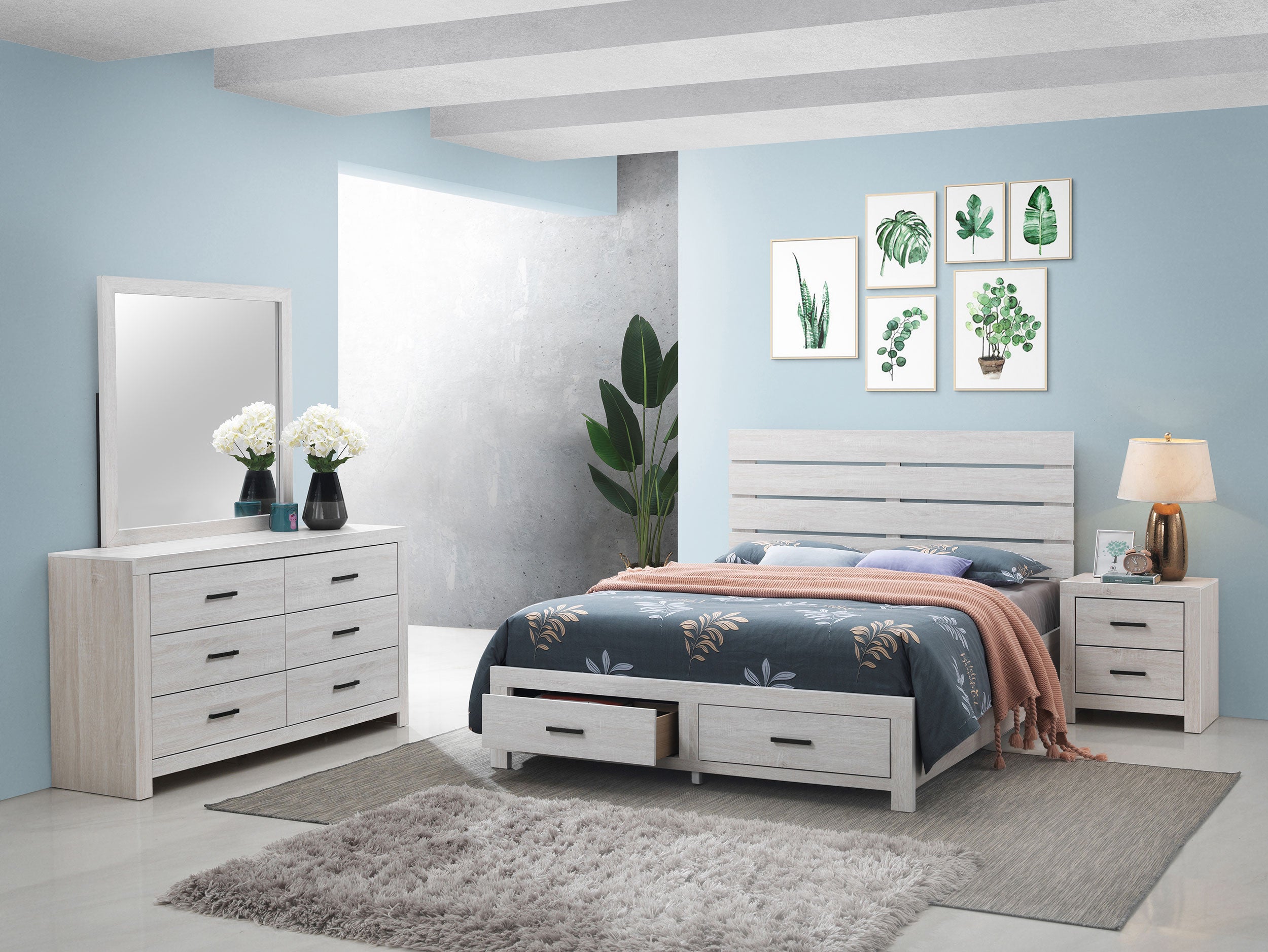 Dar Furniture - Coaster - Brantford 4-piece Queen Bedroom Set Coastal White - 207050Q-S4