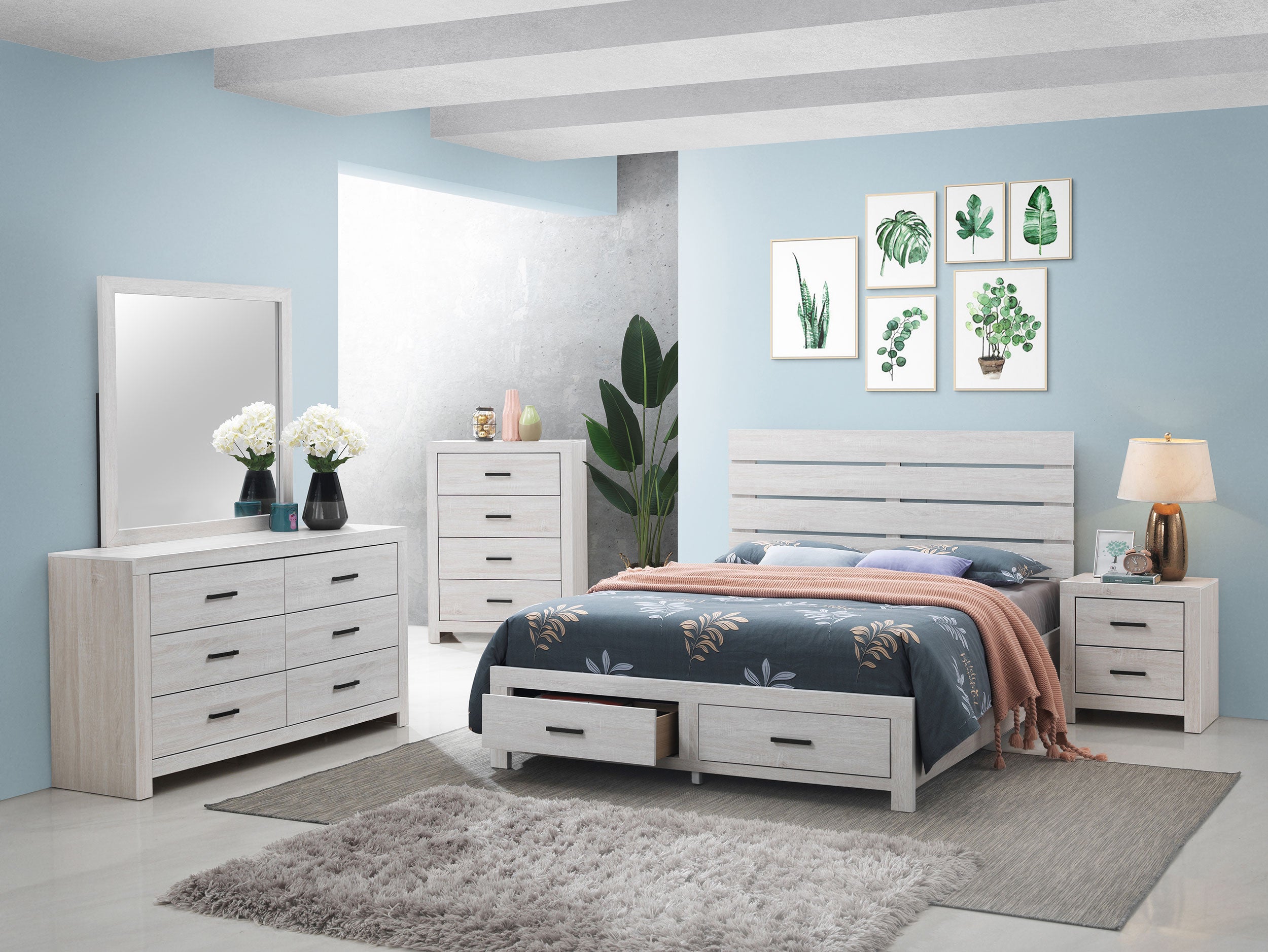 Dar Furniture - Coaster - Brantford 5-piece Queen Bedroom Set Coastal White - 207050Q-S5