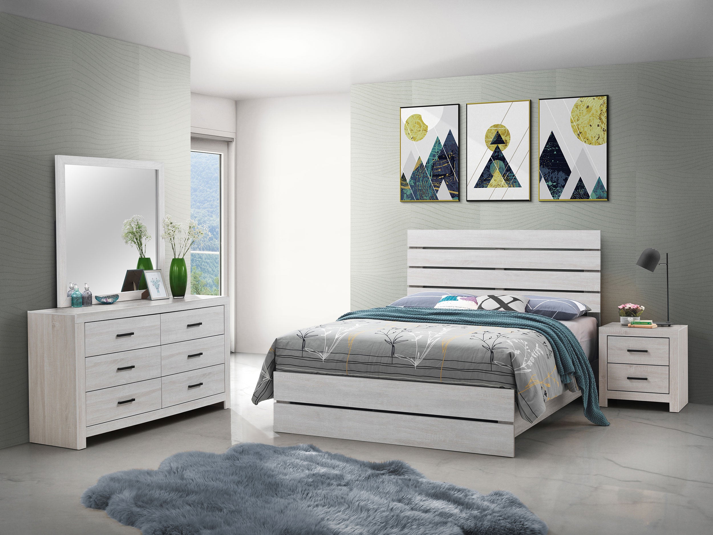 Dar Furniture - Coaster - Brantford 4-piece Eastern King Bedroom Set Coastal White - 207051KE-S4
