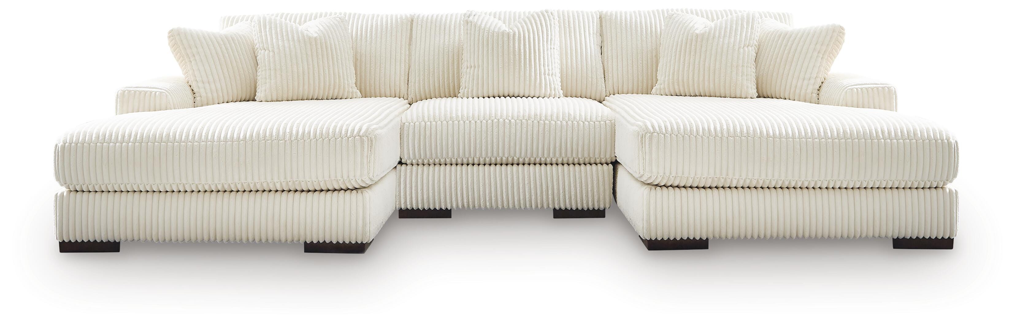 Dar Furniture - Ashley Furniture - Lindyn 3-Piece Sectional with Double Chaise - RAF 3-Piece Sectional with Double Chaise / Ivory - 21104S18