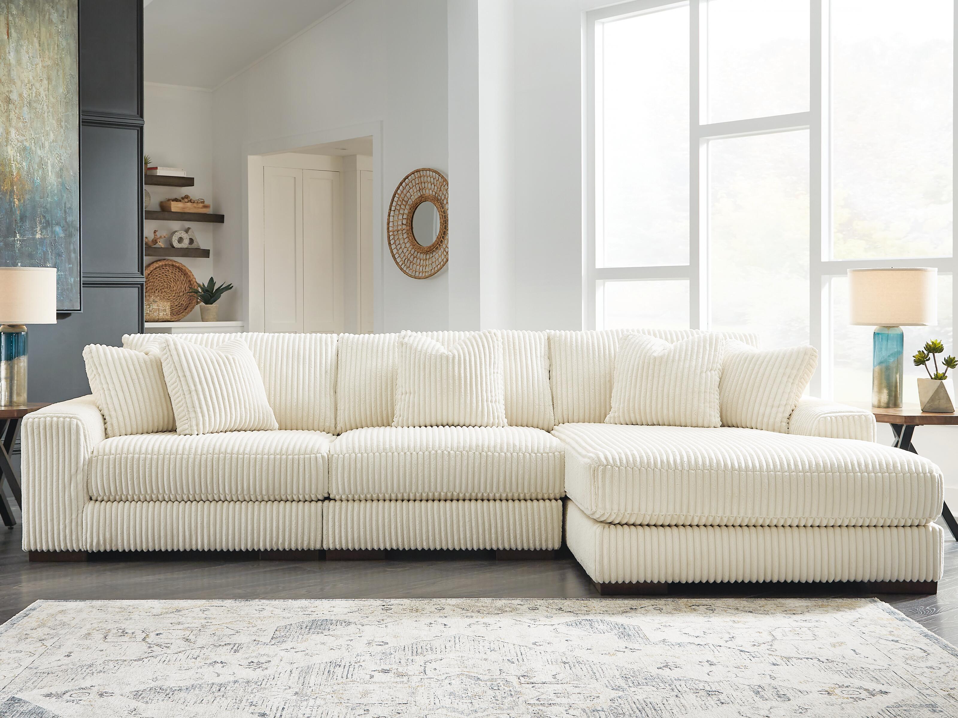 Dar Furniture - Ashley Furniture - Lindyn 3-Piece Sectional with Chaise - RAF 3-Piece Sectional with Chaise / Ivory - 21104S12