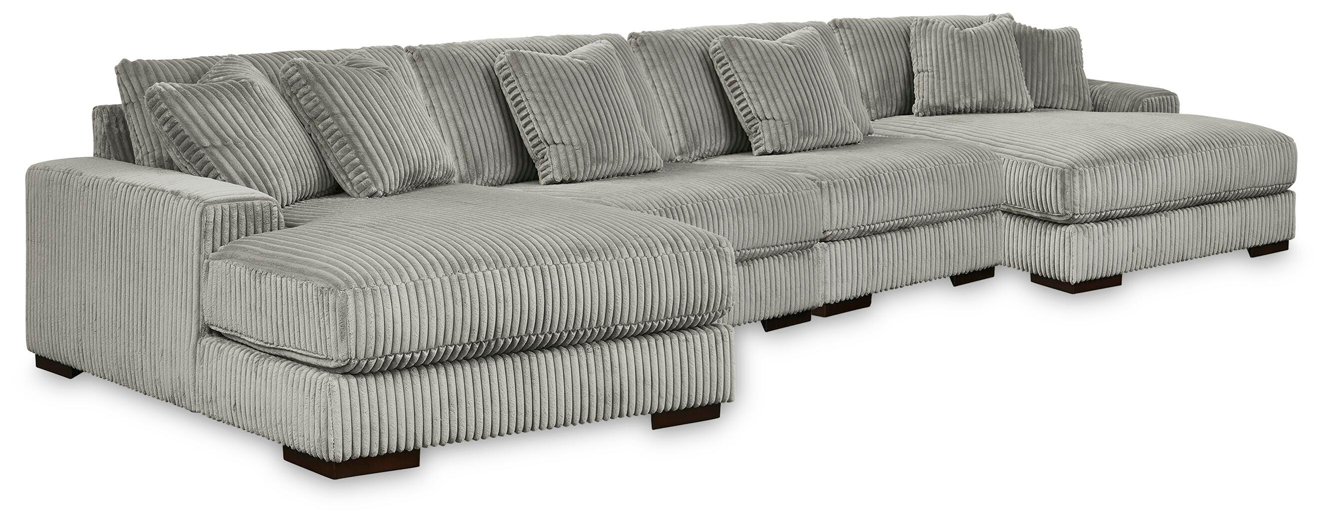 Dar Furniture - Ashley Furniture - Lindyn 4-Piece Sectional with Double Chaise - 4-Piece Sectional with Double Chaise / Fog - 21105S20