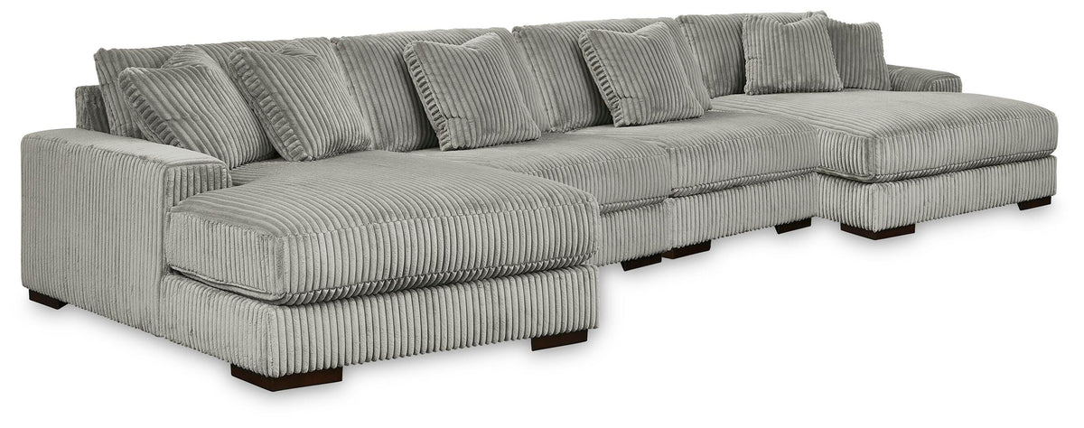 Dar Furniture - Ashley Furniture - Lindyn 4-Piece Sectional with Double Chaise - 4-Piece Sectional with Double Chaise / Fog - 21105S20
