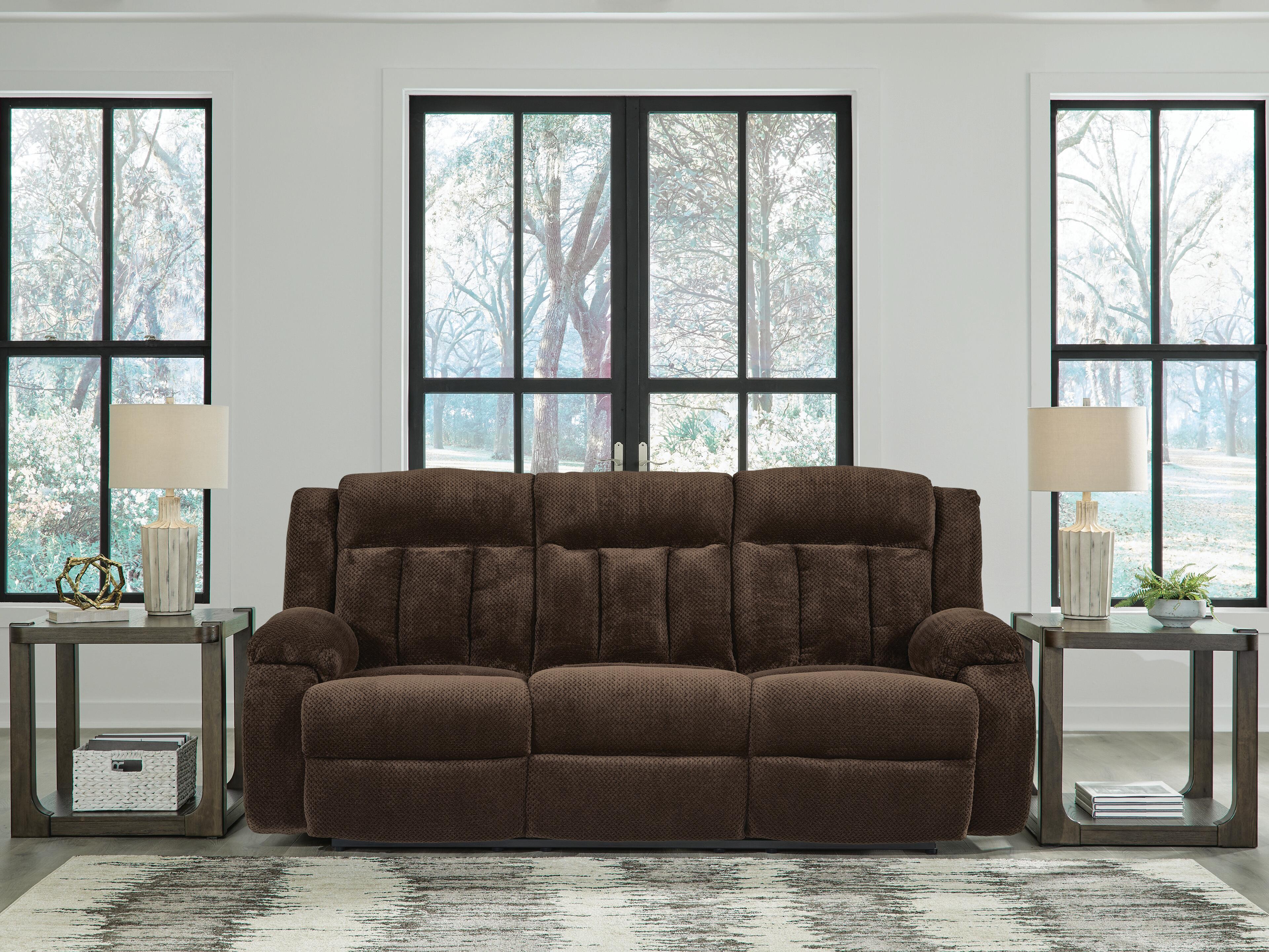 Dar Furniture - Ashley Furniture - Observation Power Reclining Sofa with Drop Down Table - REC PWR Sofa w/Drop Down Table / Chocolate - PC2140699