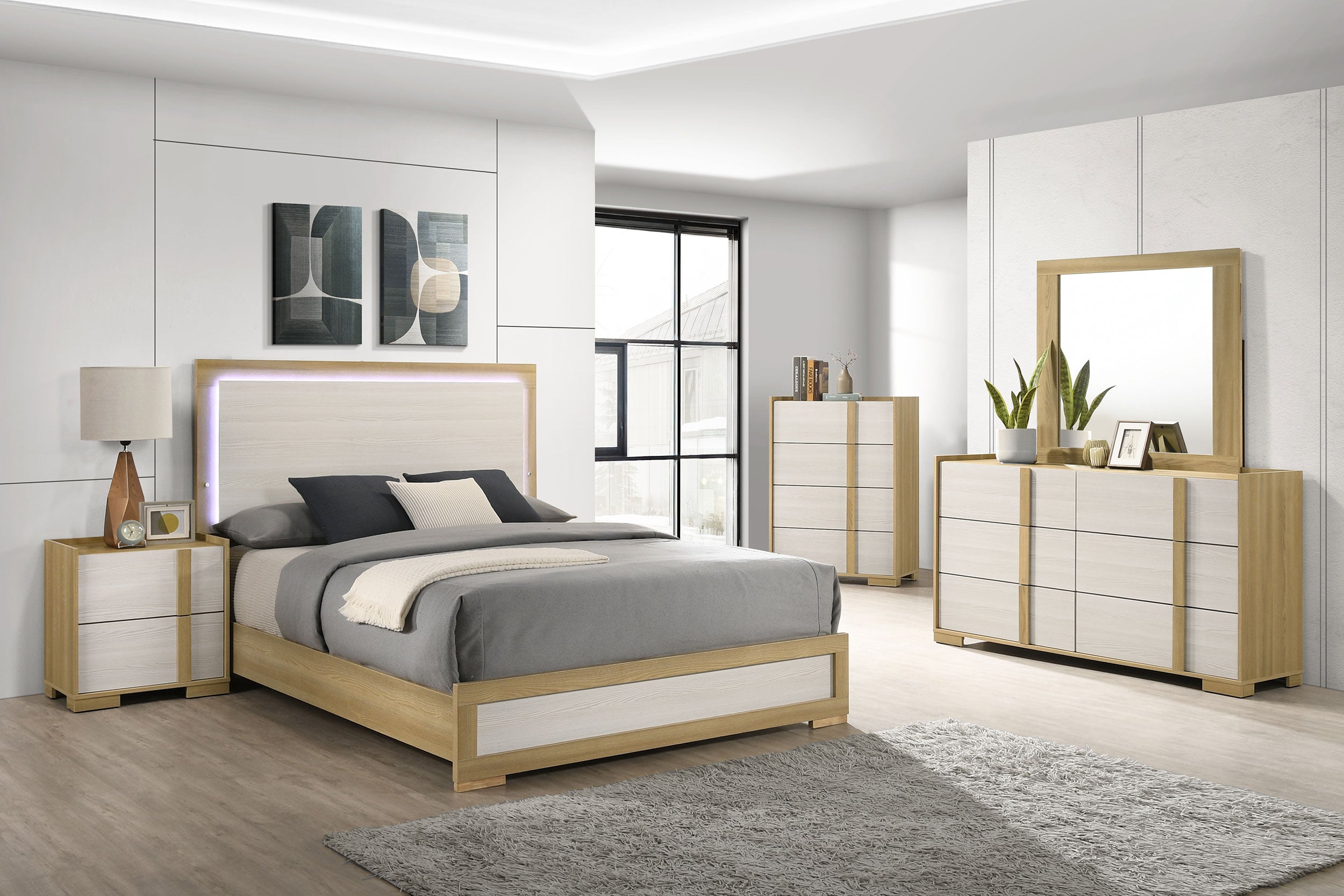 Dar Furniture - Coaster - Hyland 5-piece Eastern King Bedroom Set Natural - 215651KE-S5