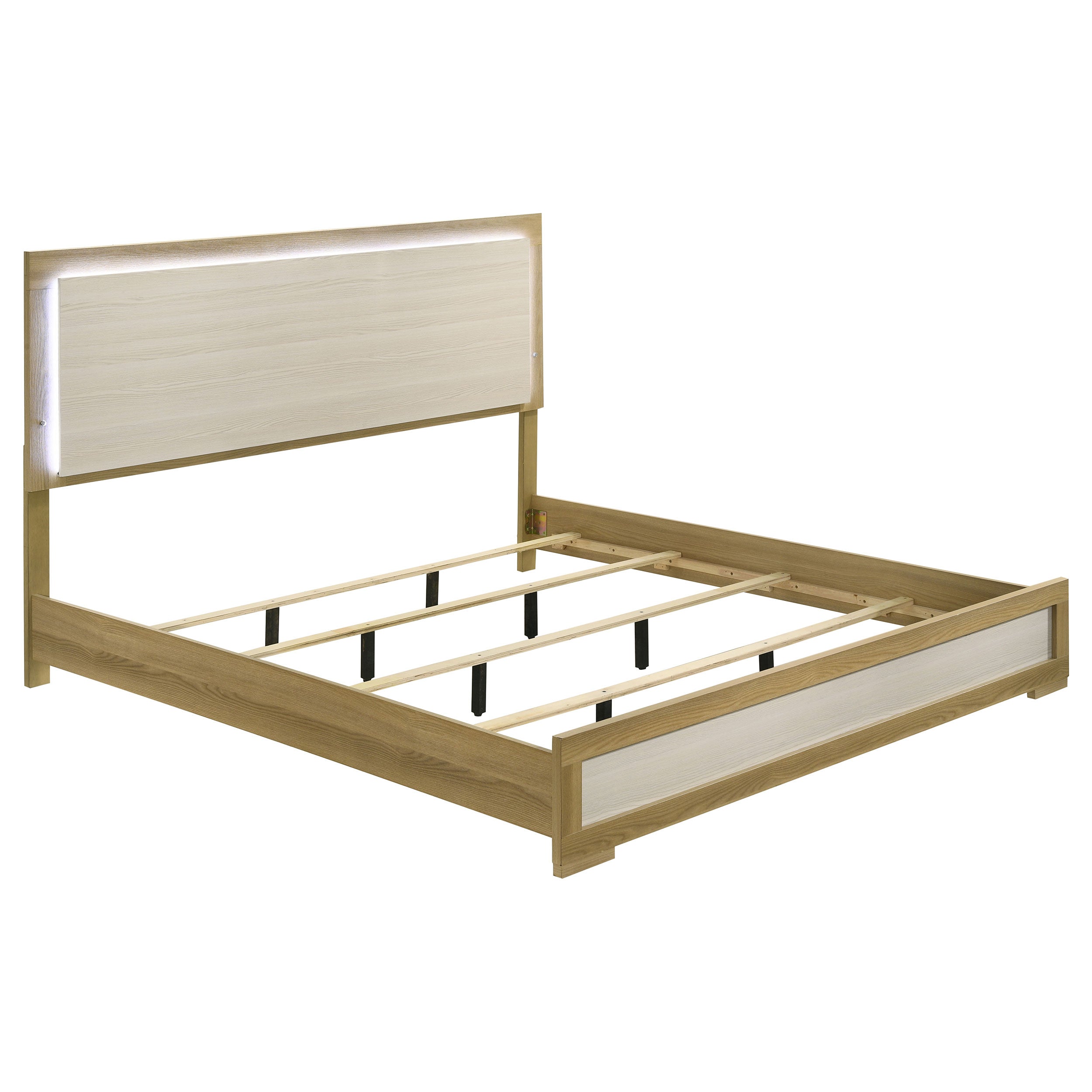 Dar Furniture - Coaster - Hyland Eastern King Panel Bed LED Headboard Natural - 215651KE