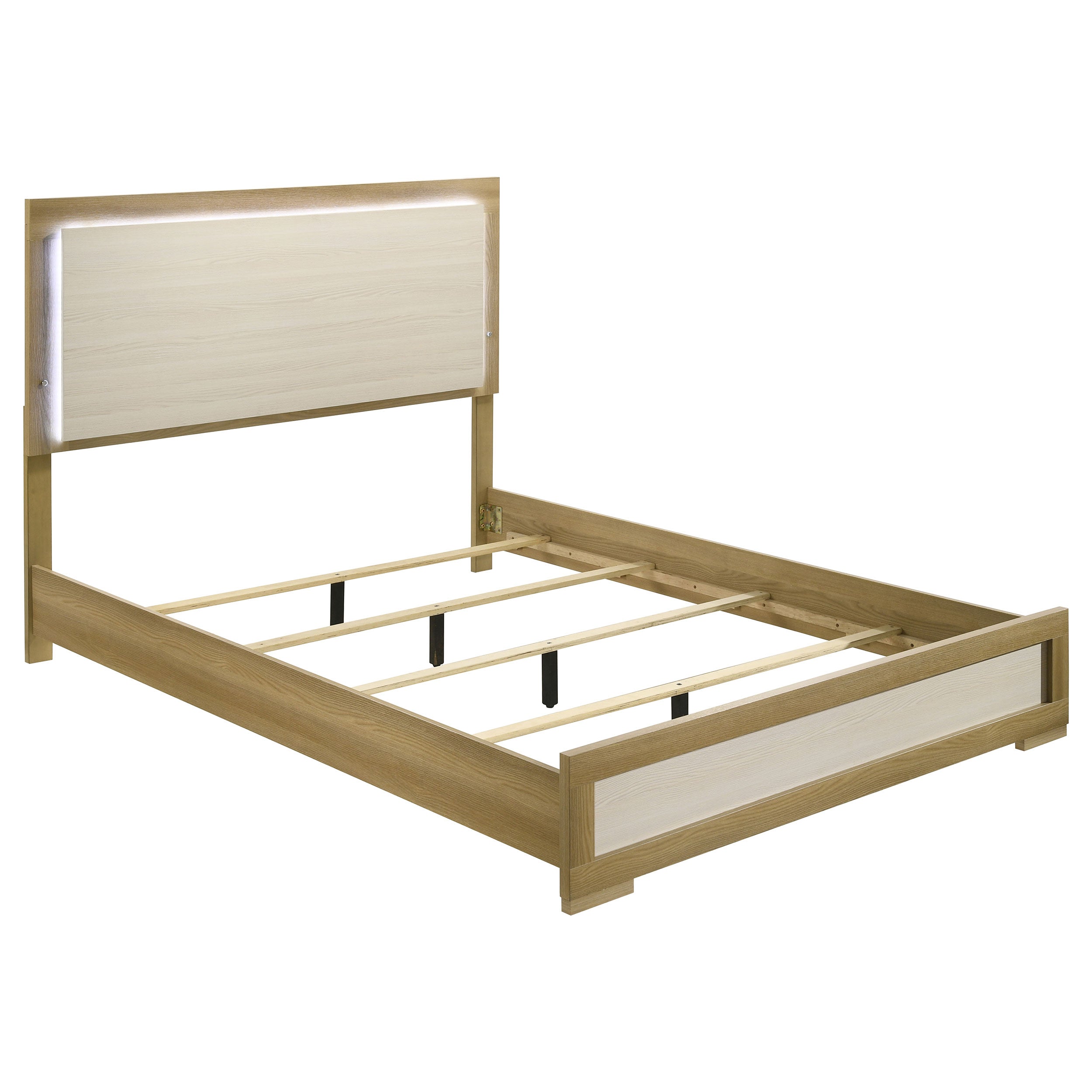 Dar Furniture - Coaster - Hyland Wood Queen LED Panel Bed Natural and White - 215651Q