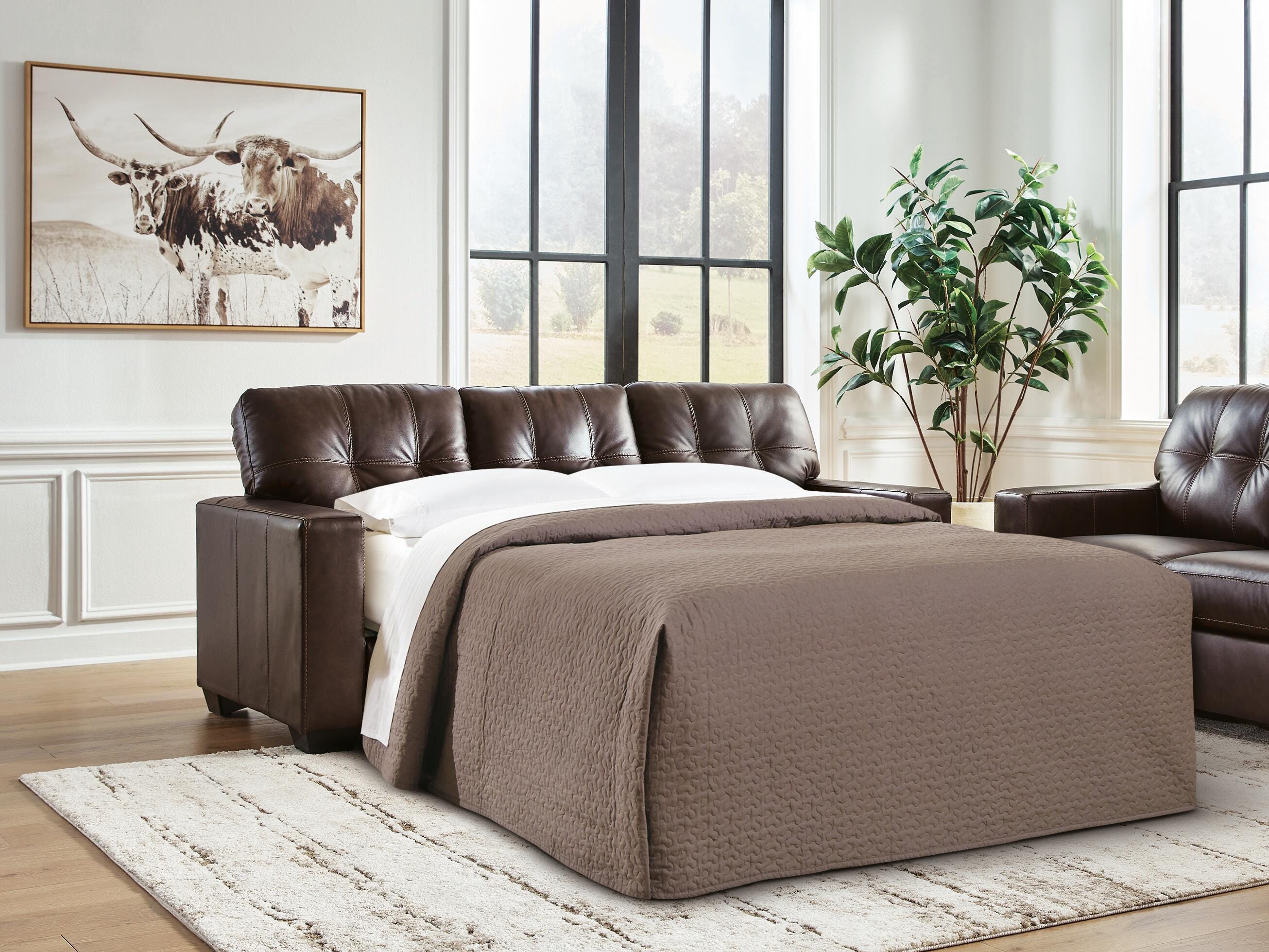 Dar Furniture - Ashley Furniture - Santorine Queen Sofa Sleeper - Queen Sofa Sleeper / Dark Brown - 2170639