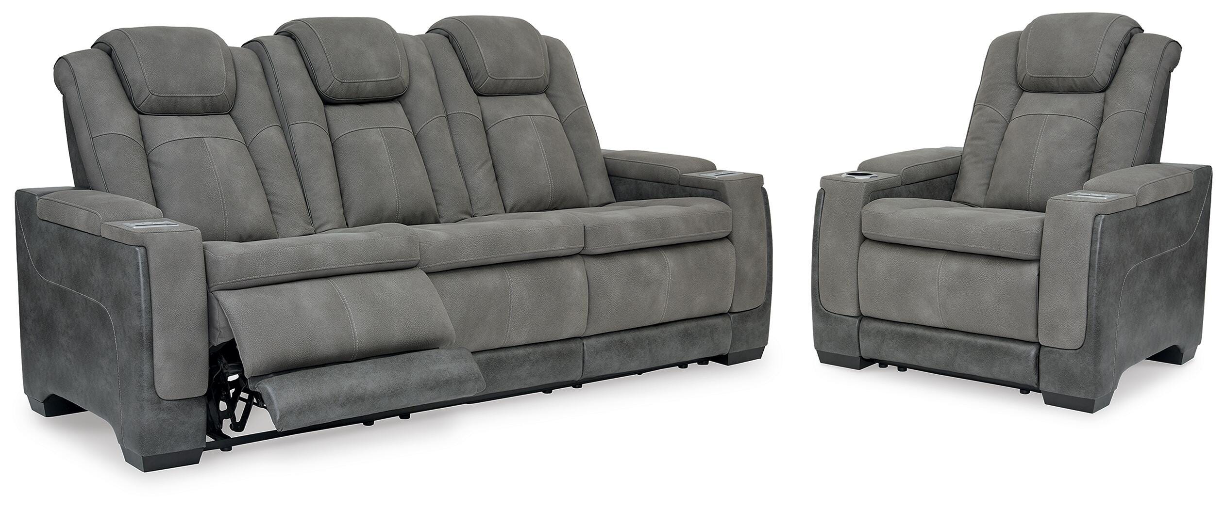 Dar Furniture - Ashley Furniture - Next-Gen Durapella Power Reclining Sofa and Power Recliner - Power Reclining Sofa and Power Recliner / Slate - 22004U3