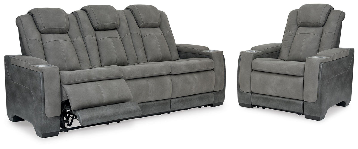 Dar Furniture - Ashley Furniture - Next-Gen Durapella Power Reclining Sofa and Power Recliner - Power Reclining Sofa and Power Recliner / Slate - 22004U3