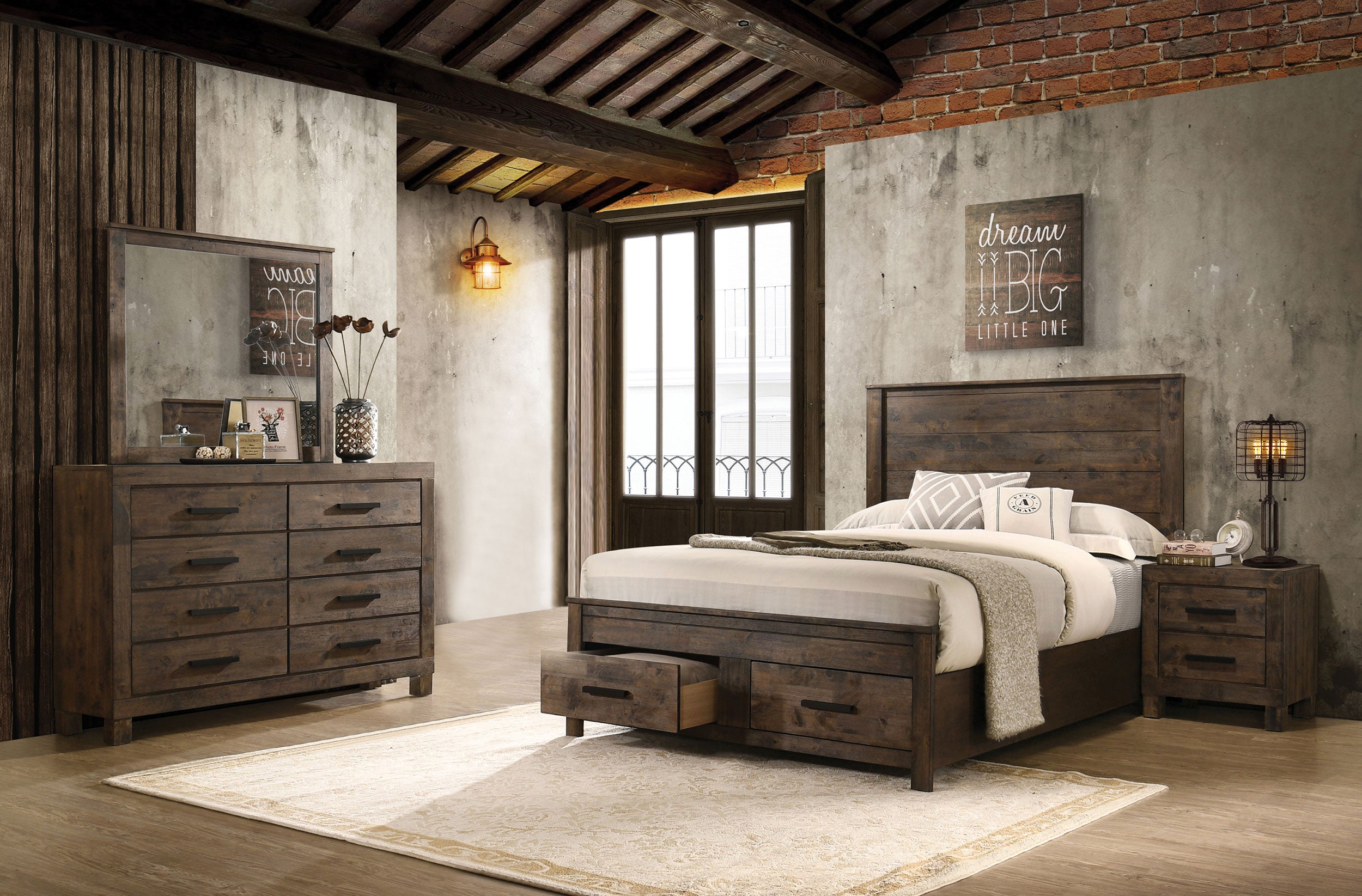 Dar Furniture - Coaster - Woodmont 4-piece California King Bedroom Set Golden Brown - 222631KW-S4