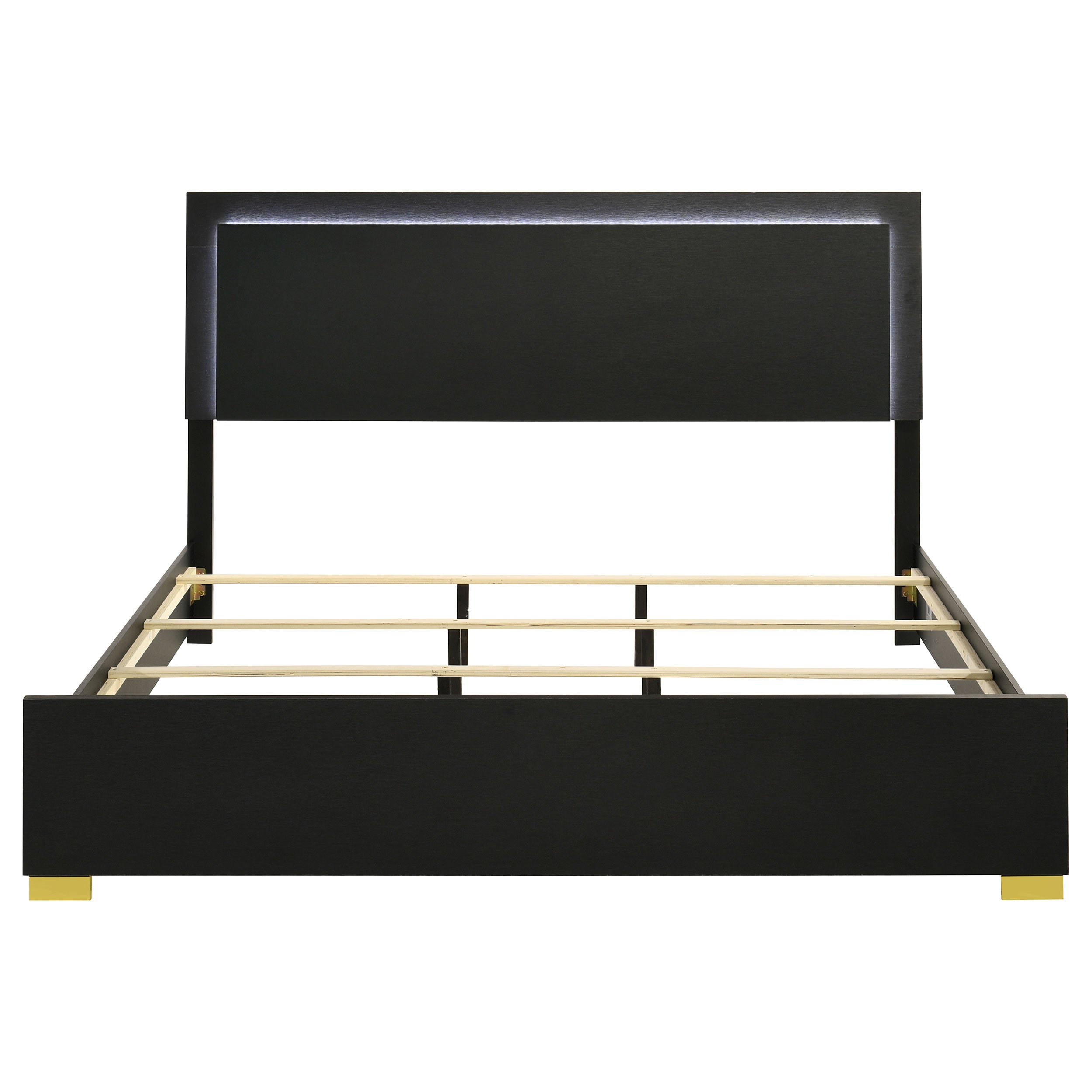 Marceline Wood Eastern King LED Panel Bed Black